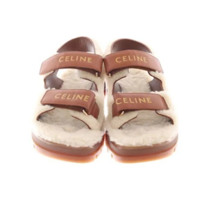 Celine o1bcso1str0724 Chunky Sandal Shearling Natural / Tan Size US 9 / IT 39 - 4 Thumbnail