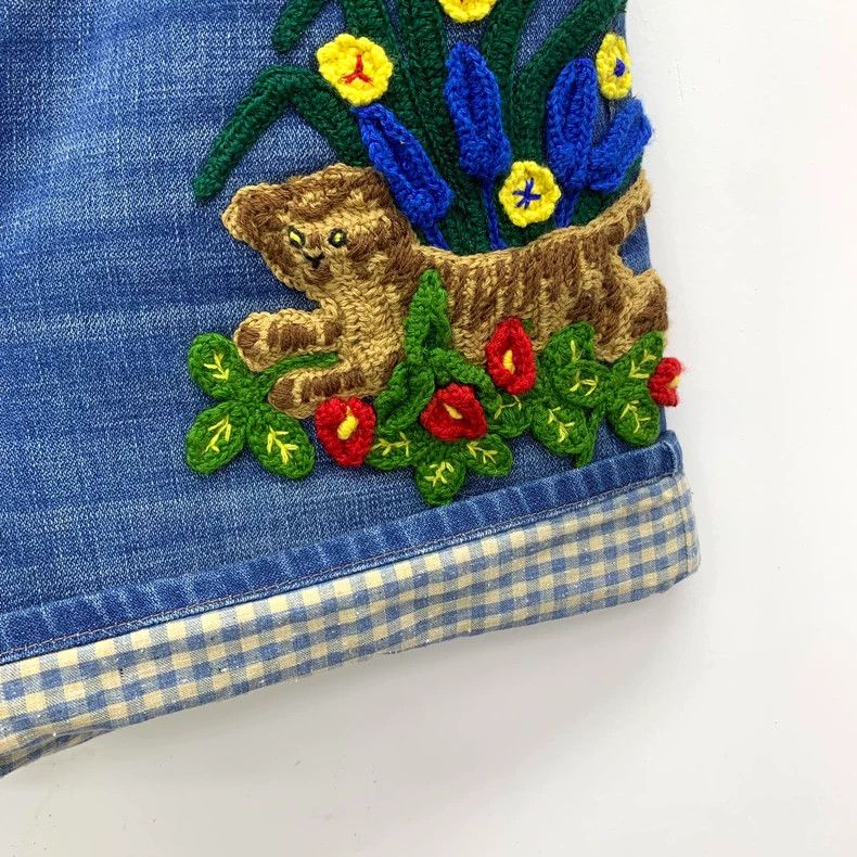 Gucci Gucci Blue tiger floral embroidered cotton casual denim sho Size 26" / US 2 / IT 38 - 4 Thumbnail