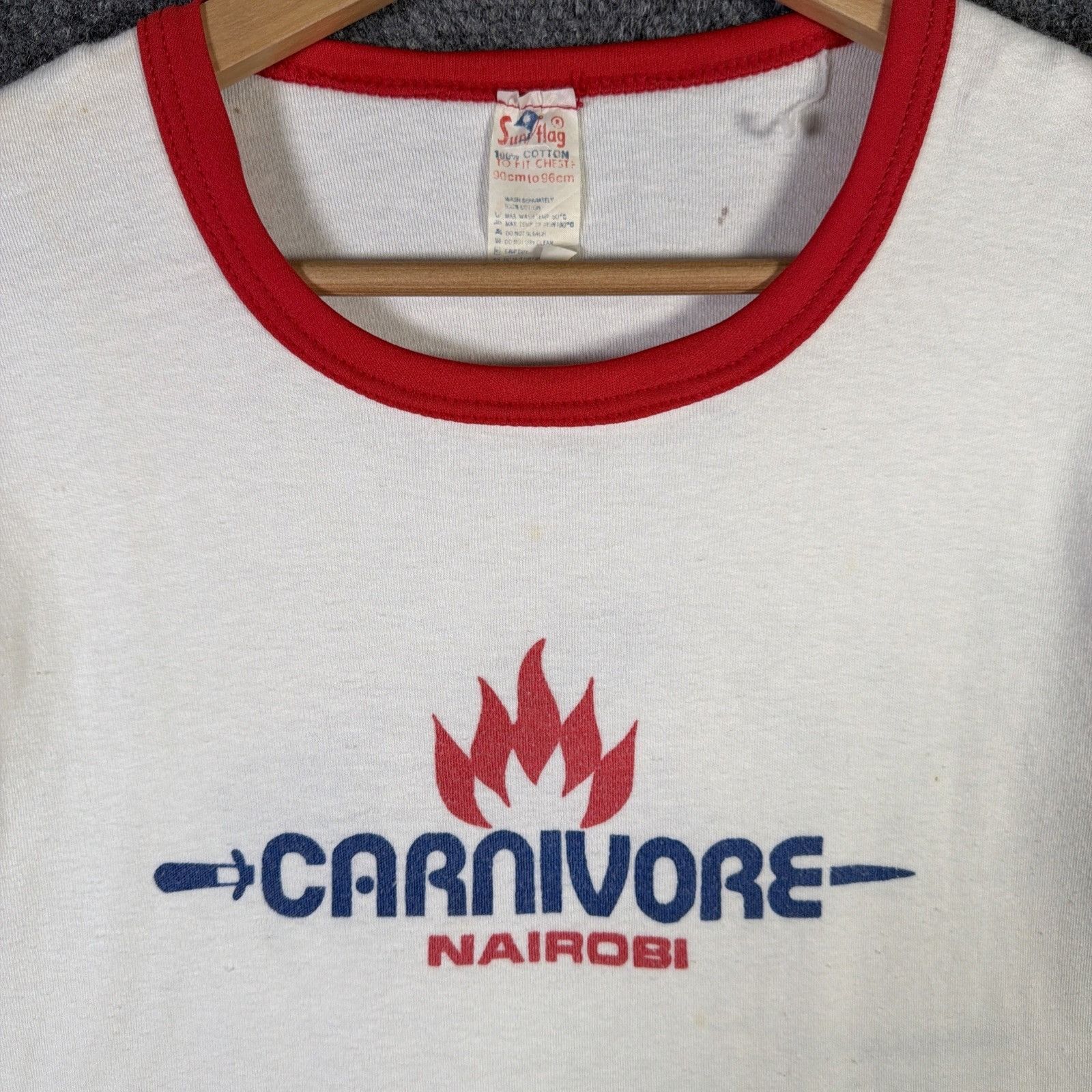 Vintage True Vintage Shirt Large White 60s Nairobi Meat Cow Ringer Size US L / EU 52-54 / 3 - 3 Thumbnail