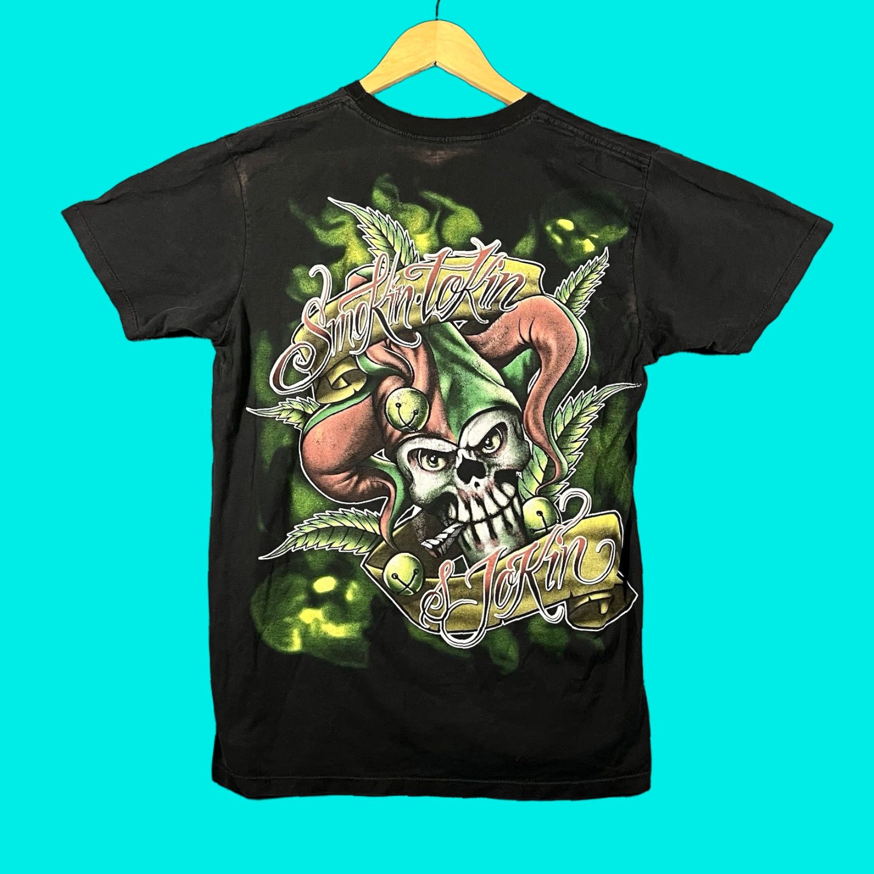 Vintage VINTAGE Smokin Tokin Jokin Skull Jester Clown T-Shirt Mens Medium Black Graphic Tee M Skull 90s Mens Size US M / EU 48-50 / 2 - 1 Thumbnail