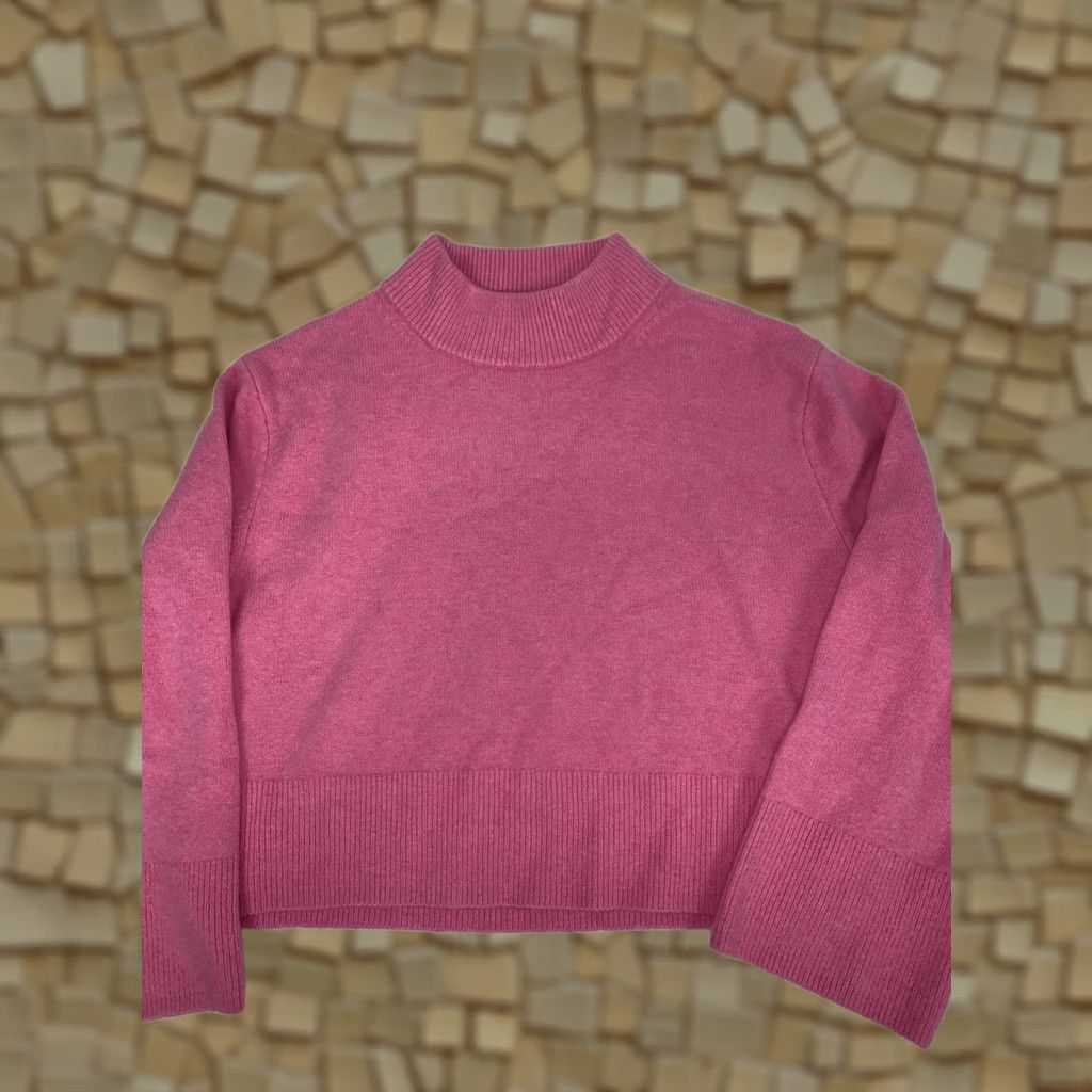 J.Crew VINTAGE J.CREW Chunky Cropped Sweater Relaxed Boxy Supersoft Yarn Pink Wool Blend M Size M / US 6-8 / IT 42-44 - 1 Thumbnail