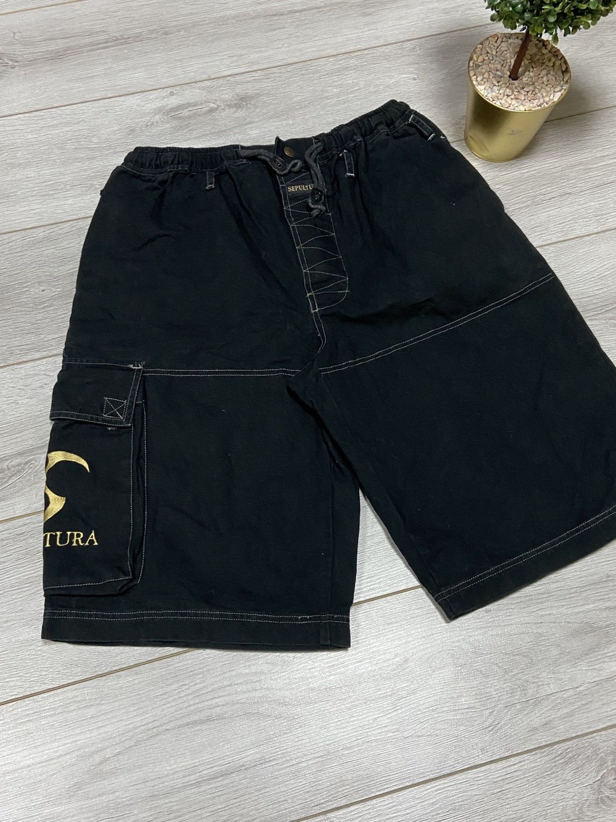 Vintage Sepultura BBC Blue grape company cargo shorts RARE Size US 36 / EU 52 - 5 Thumbnail