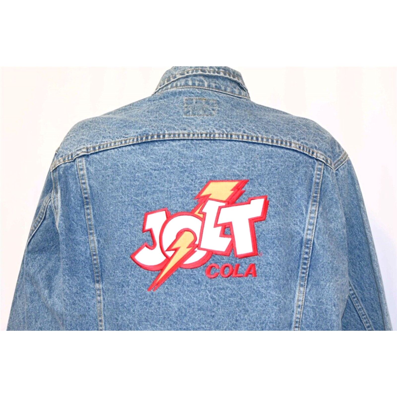 image of Vintage 90's Lee Jolt Cola Embroidered Patch Denim Deadstock Soda Jean Jacket L in White (Size Larg