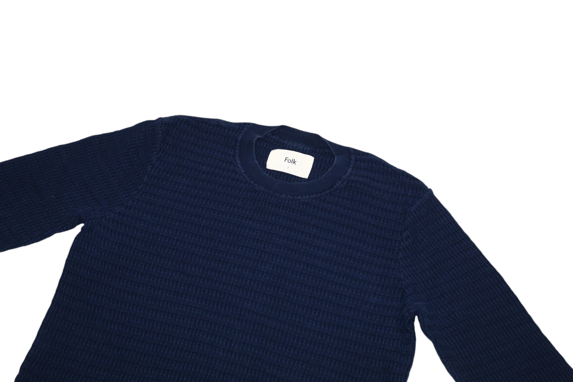 Folk Folk Indigo Dyed Cotton Rib Knit Crew Neck Jumper Size US S / EU 44-46 / 1 - 6 Thumbnail