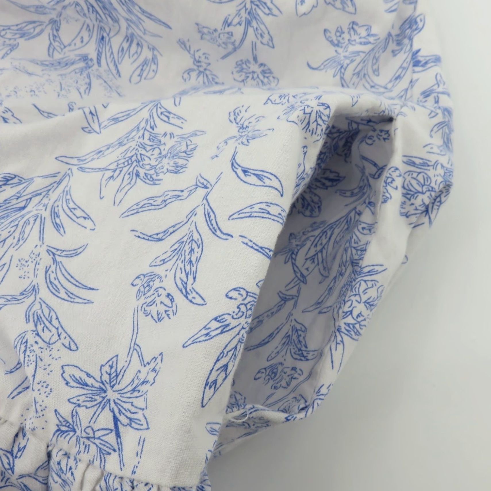 Vintage Bucket List Women Large White Blue Flower Botanical Print Ruffle Dress Sundress Size L / US 10 / IT 46 - 6 Thumbnail