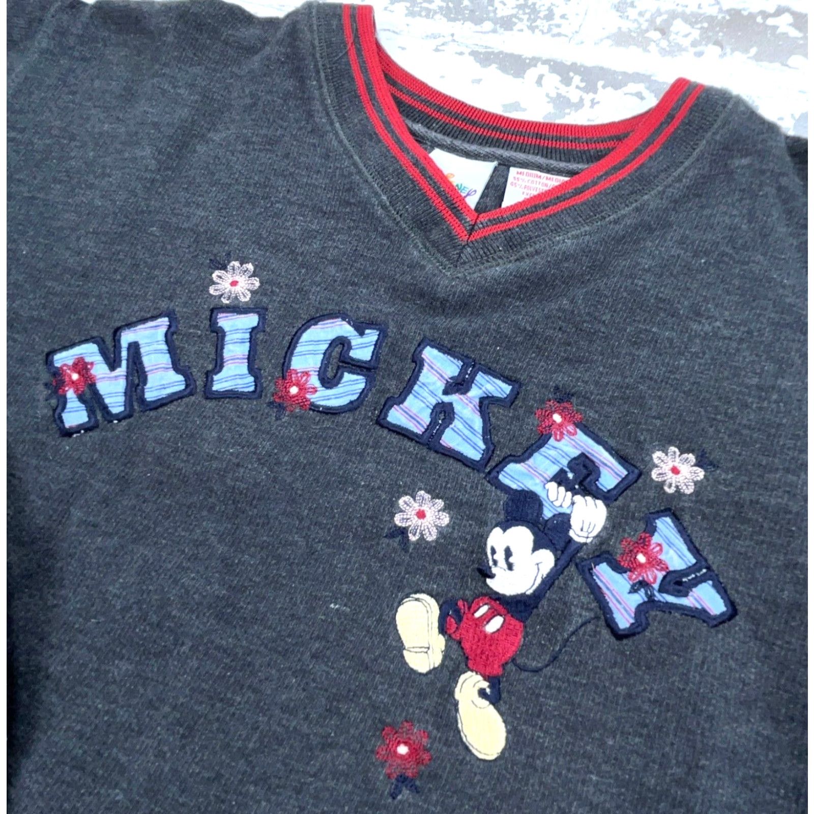 Disney VINTAGE Disney Sweatshirt Women M Gray Mickey Embroidered Logo Pullover Regular Fit Size M / US 6-8 / IT 42-44 - 3 Thumbnail