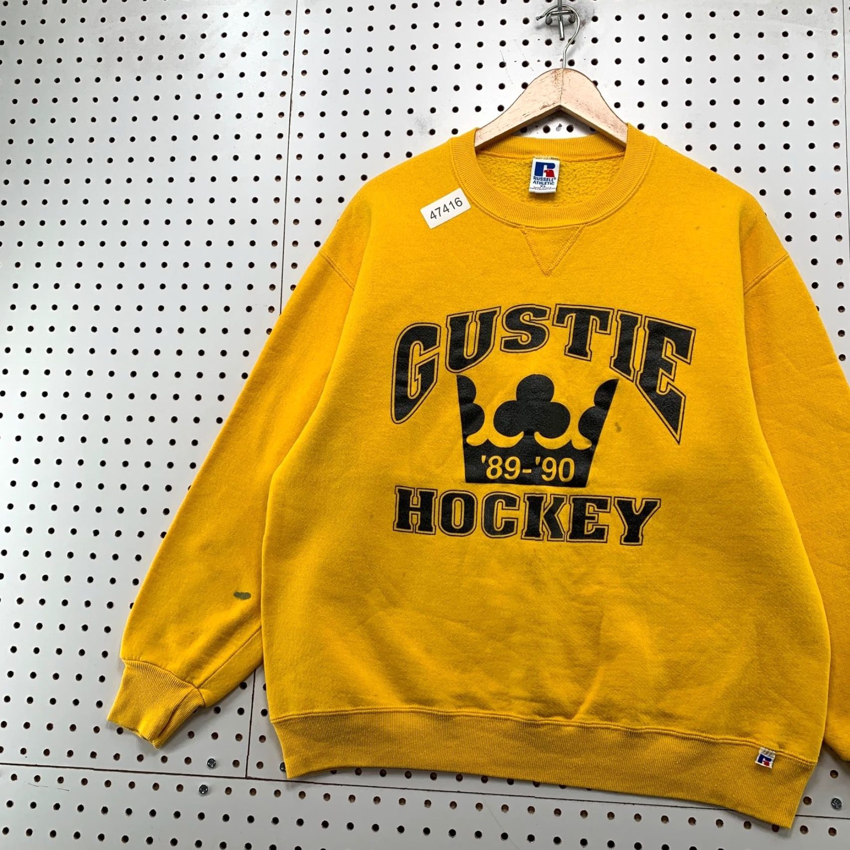 Russell Athletic VINTAGE Gustie Hockey Sweatshirt Mens XL Yellow 1989 1990 Fleece USA Sweatshirt Size US XL / EU 56 / 4 - 4 Thumbnail