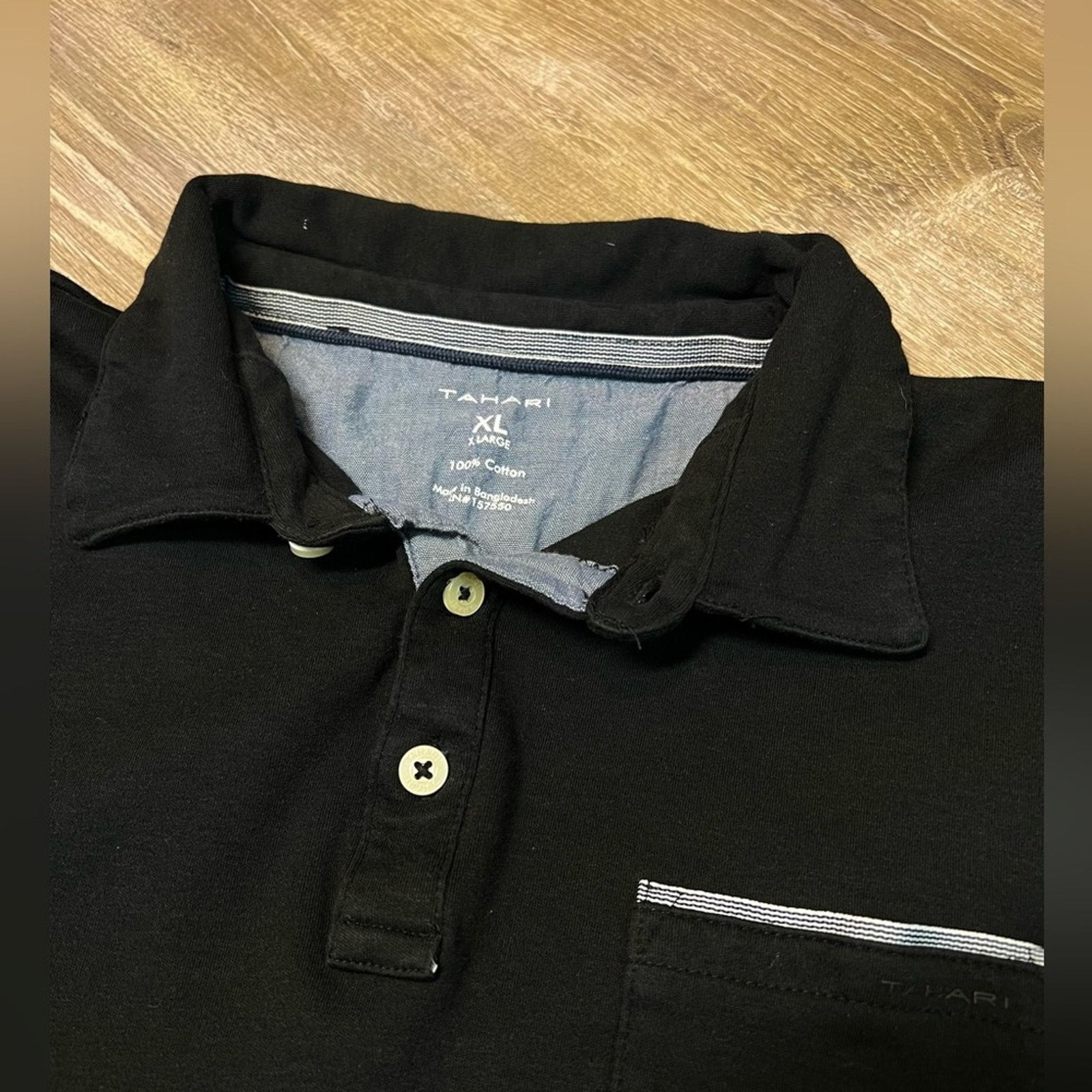 Elie Tahari Tahari Men’s Soft Knit Cotton Interlock Polo Shirt Black, XL Size US XL / EU 56 / 4 - 2 Thumbnail