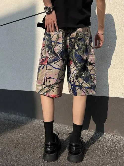 Japanese Brand VINTAGE RETRO 90s drip street shorts jorts Size US 36 / EU 52 - 3 Thumbnail