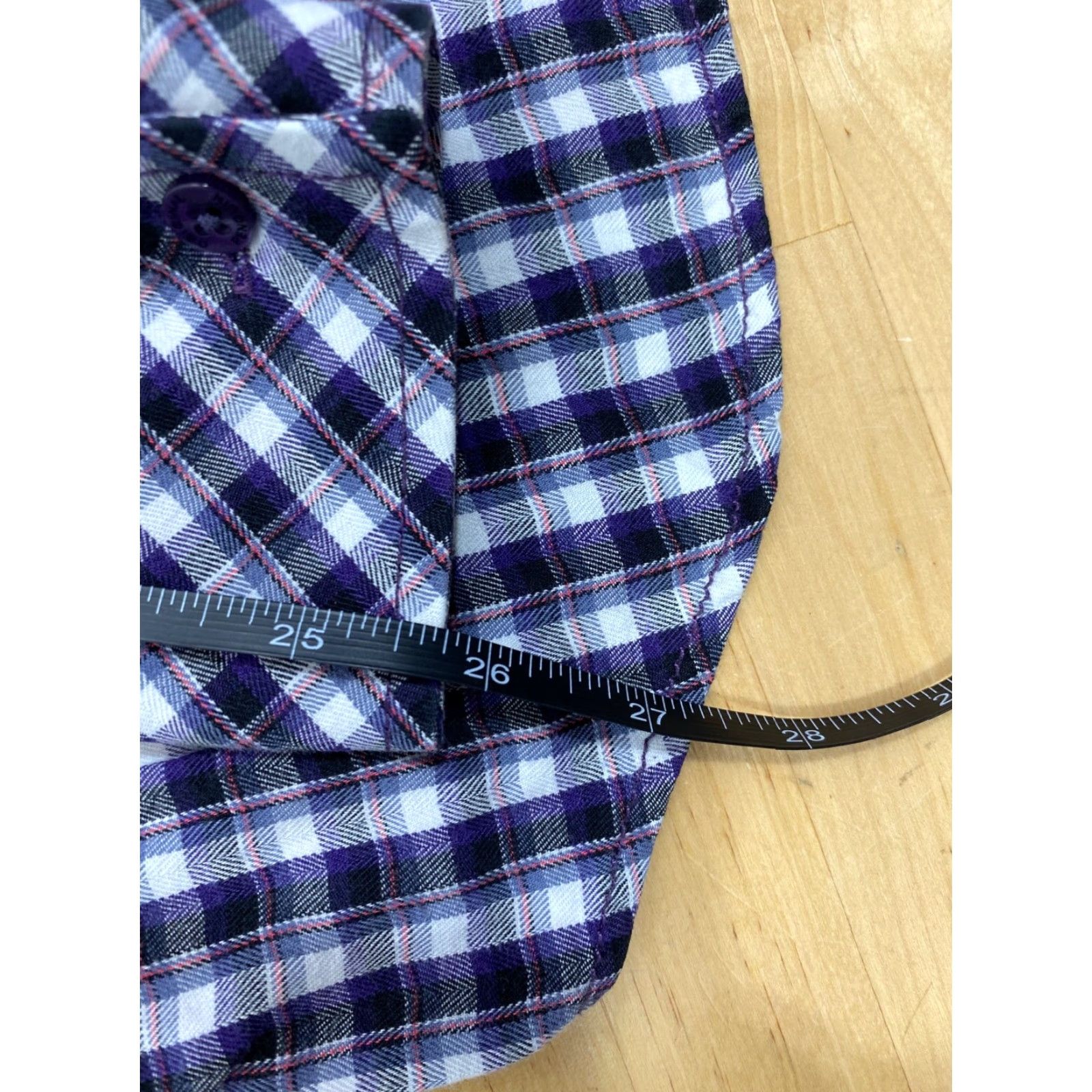 Vintage Penguin Shirt Slim Fit Button-Down Long Sleeve Purple Plaid #3714 Small S Men Size US S / EU 44-46 / 1 - 7 Thumbnail
