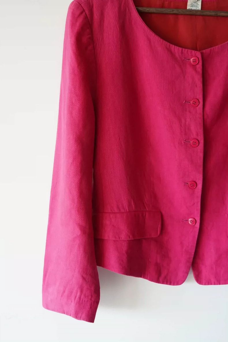 Kenzo KENZO Round collar rose red orange linen suit of the 1980s Size XS / US 0-2 / IT 36-38 - 2 Thumbnail