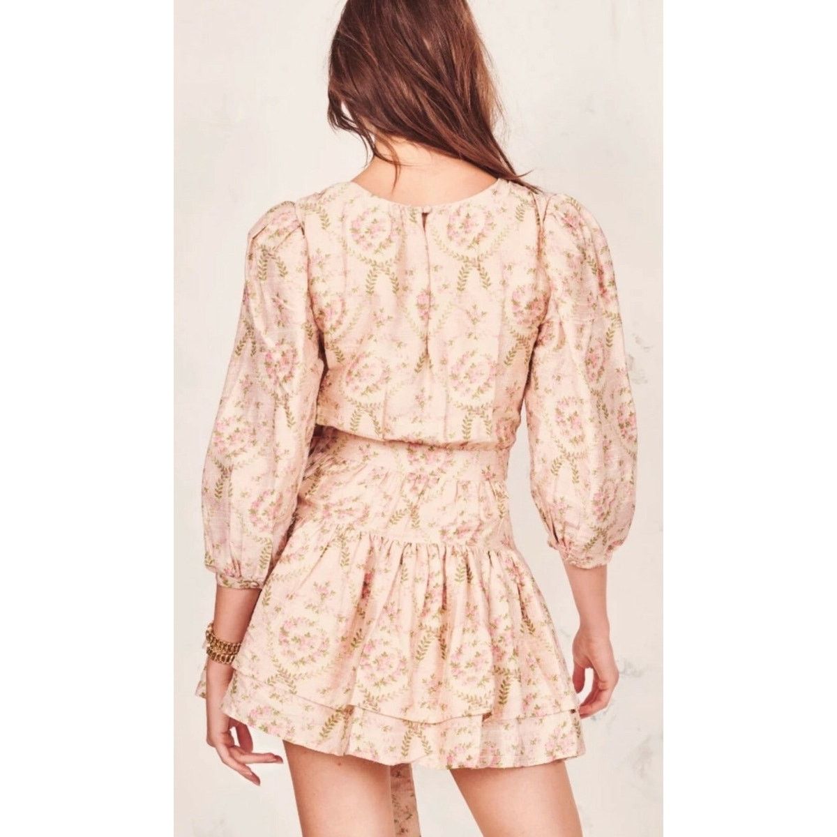 LoveShackFancy LoveShackFancy Pearla Floral Silk Mini Dress rose Size 0 Size XS / US 0-2 / IT 36-38 - 5 Thumbnail