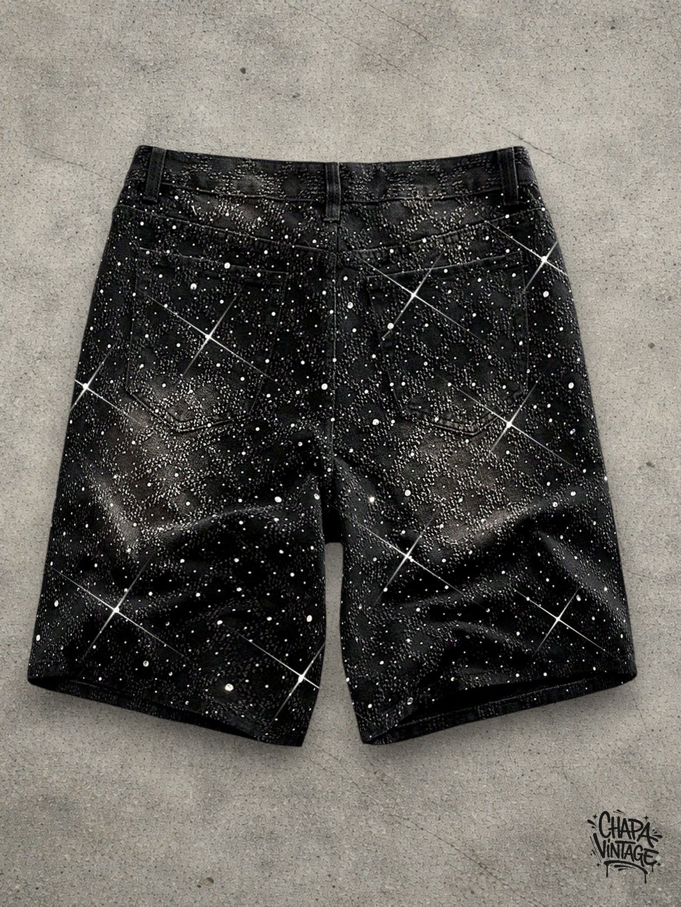 Vintage Denim dark gray shorts diamonds Size US 32 / EU 48 - 2 Thumbnail