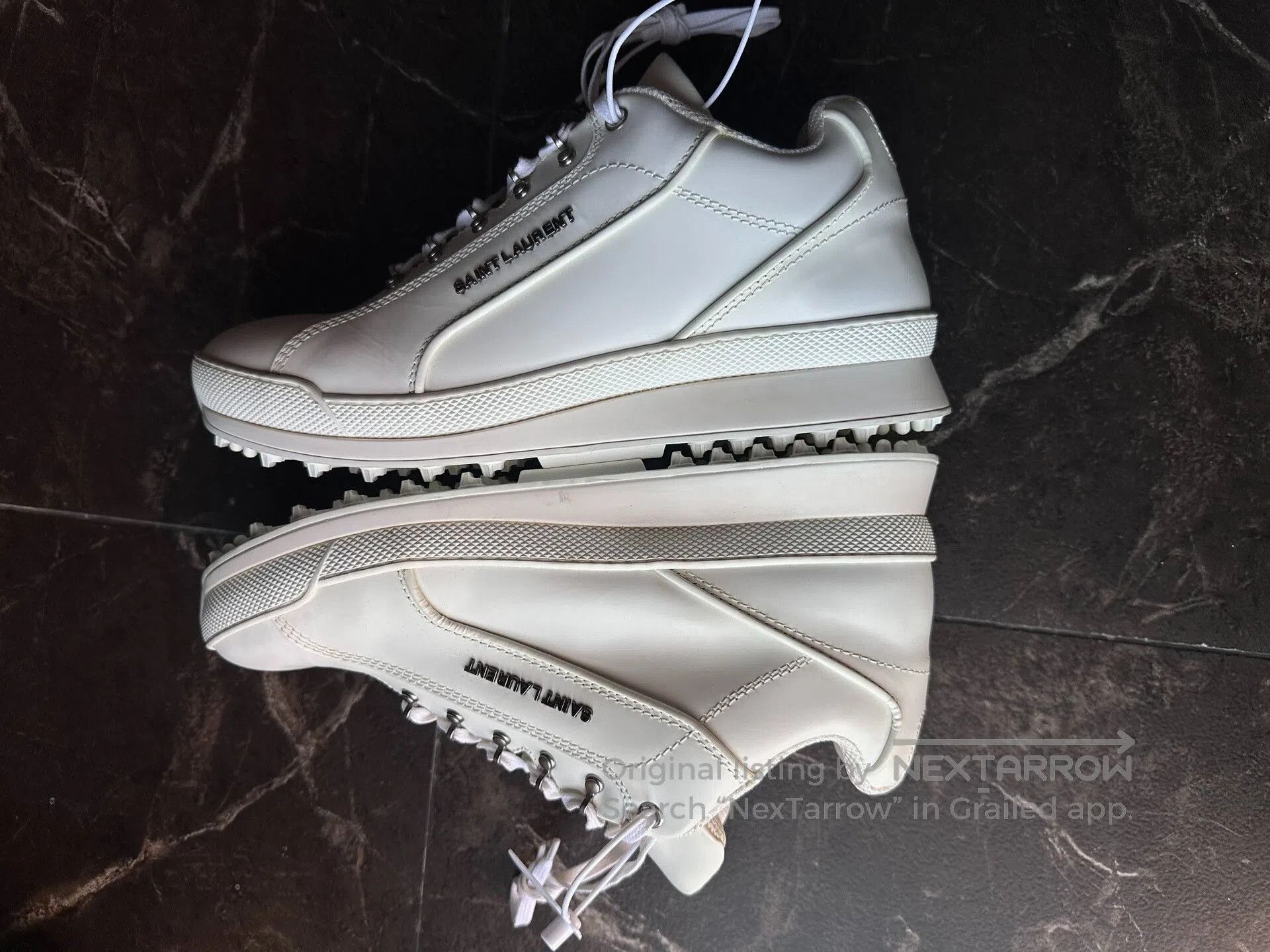 Saint Laurent Paris Saint Laurent Men's White Leather Low. Size US 9 / EU 42 - 4 Thumbnail