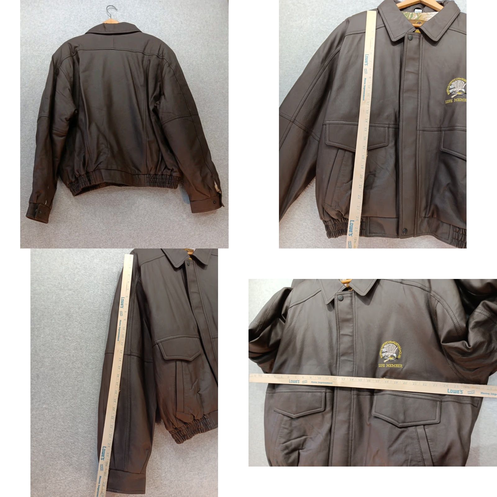 Vintage VINTAGE North American Hunting Club Life Member Brown Leather Jacket Men 2XL Bomber Coat Full Zip Embroidered Size US XXL / EU 58 / 5 - 10 Thumbnail