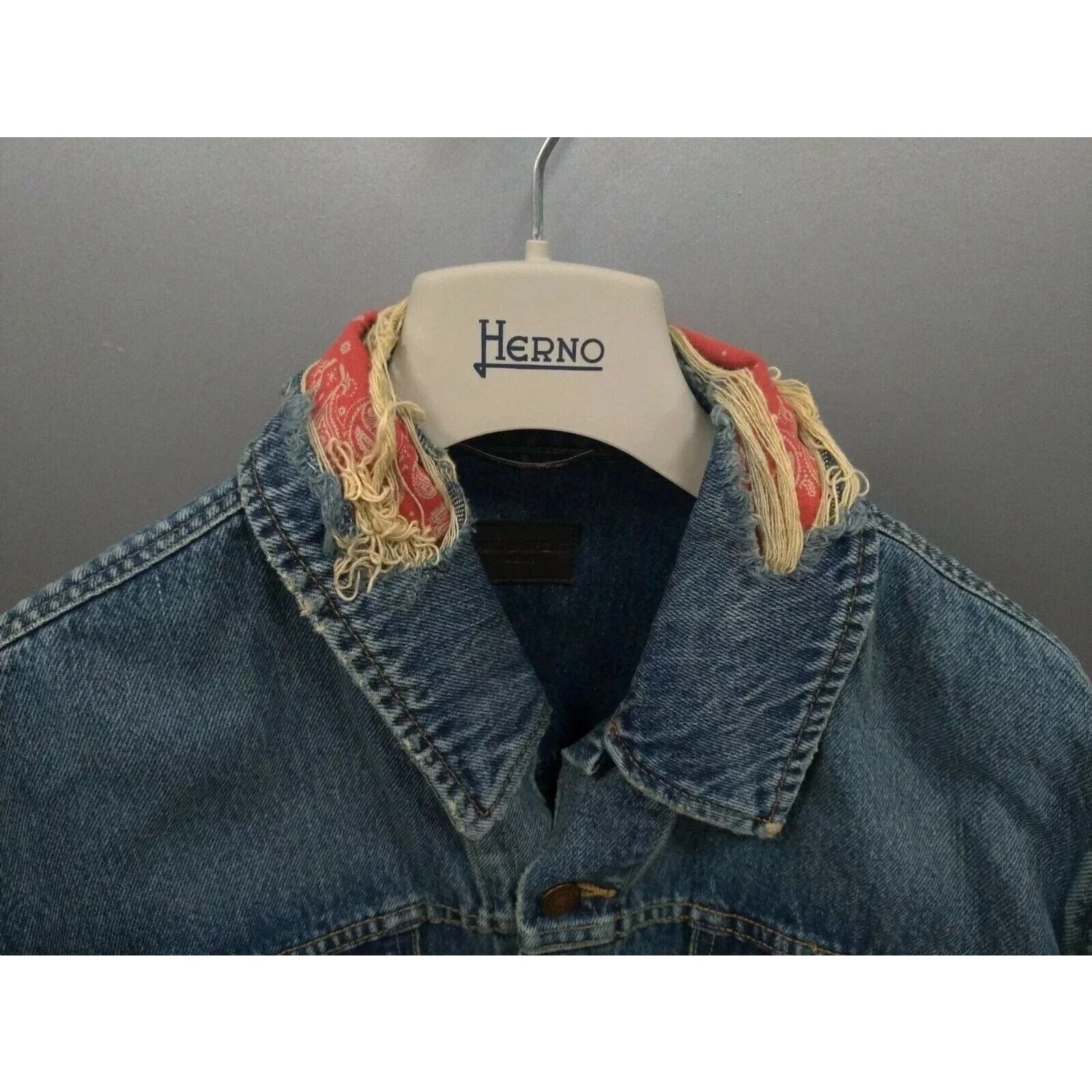 Saint Laurent Paris o1rshd1 Distressed Trim Paisley Denim Jacket in Indigo Size US XS / EU 42 / 0 - 2 Thumbnail