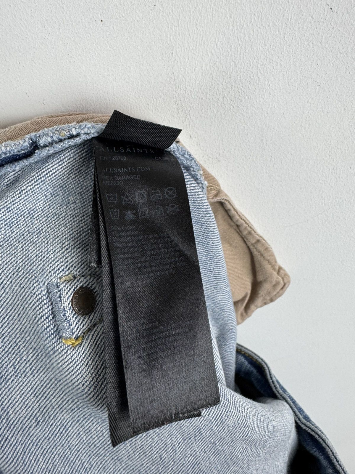 Allsaints All Saints Rex Damaged Distressed Blue Faded Denim Jeans Size US 31 - 6 Thumbnail