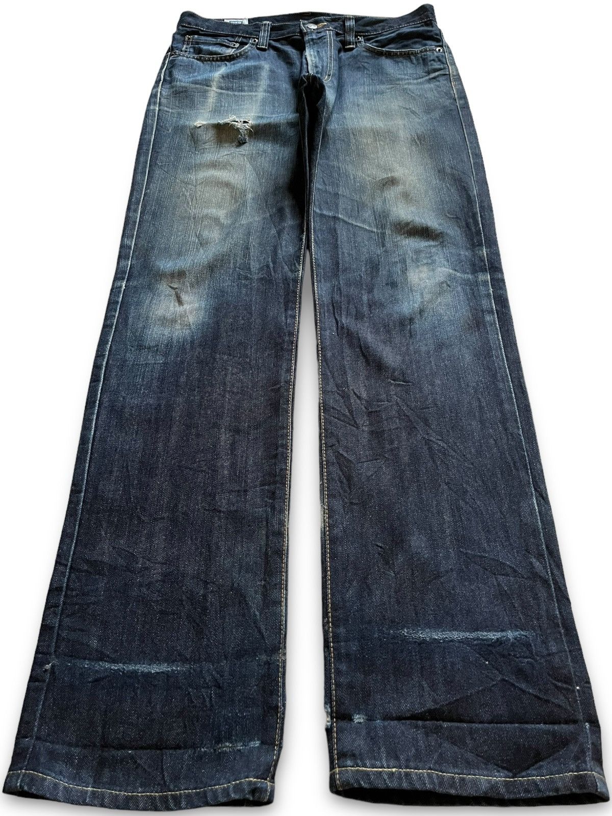 Edwin Vintage Japan Edwin 403 Indigo Distressed Loose Jeans Size US 34 / EU 50 - 1 Thumbnail