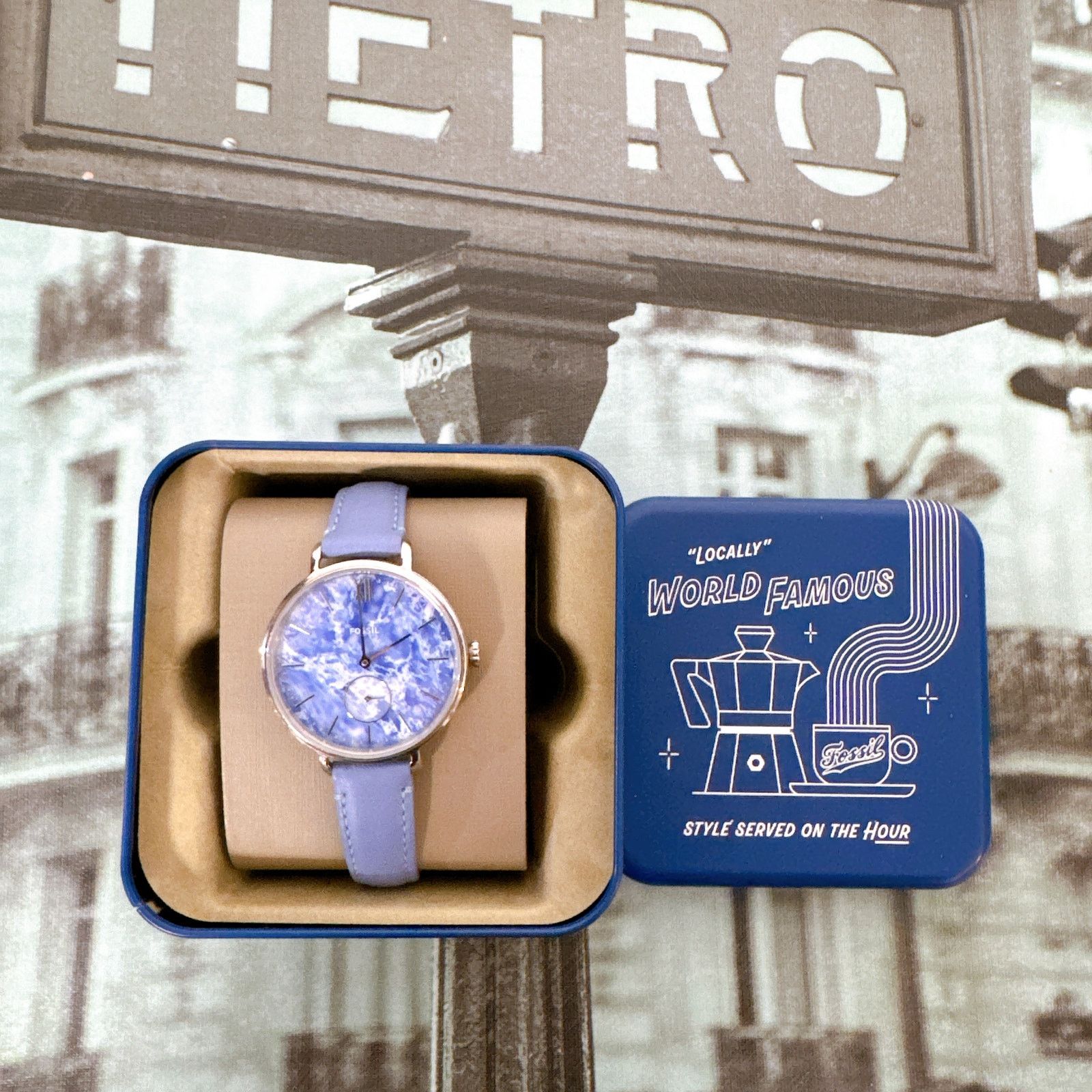 Fossil Fossil ES5076 Ladies Blue Dial Blue Leather Strap Size ONE SIZE - 1 Thumbnail