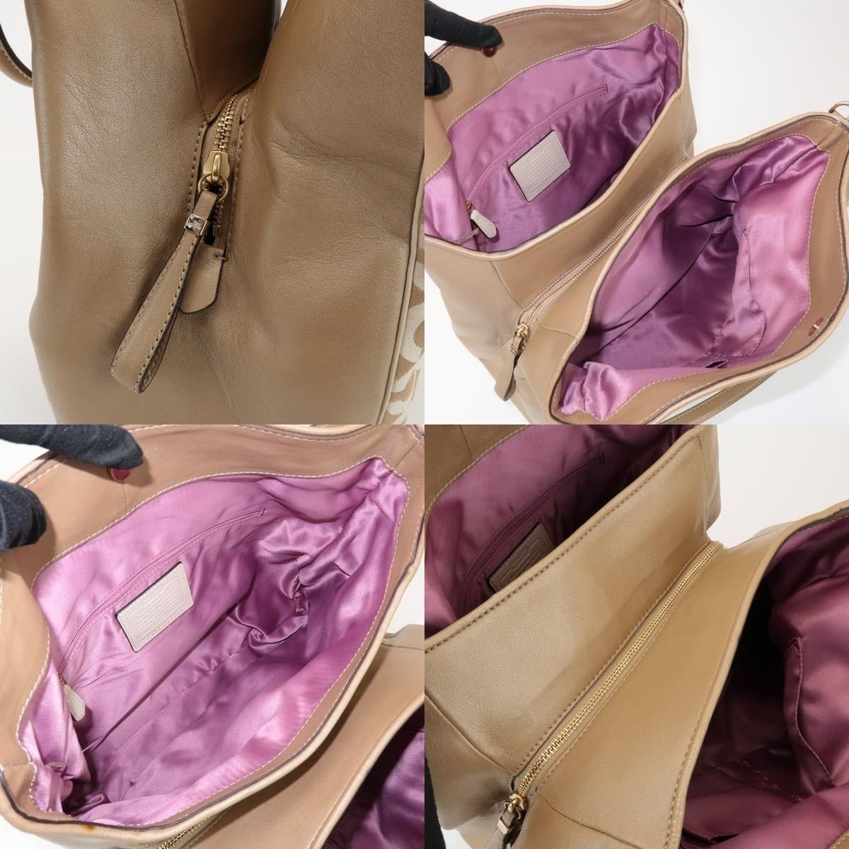 Coach Coach Op Art Canvas Shoulder Bag Beige Size ONE SIZE - 7 Thumbnail