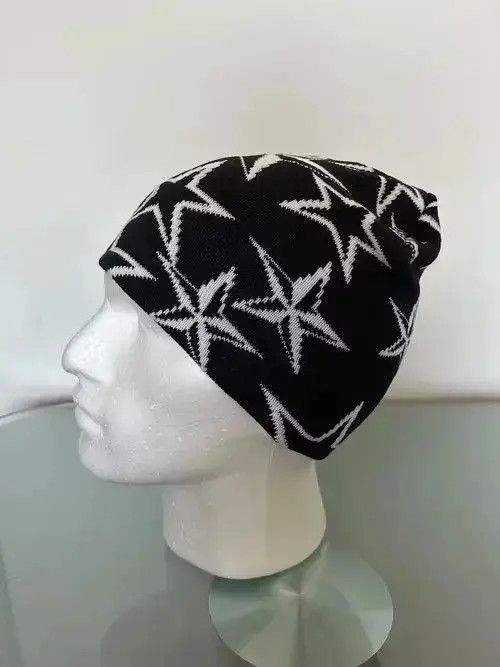 Japanese Brand Fukuzawa x Mao Y2K Star Beanie (black+white) Size ONE SIZE - 6 Thumbnail