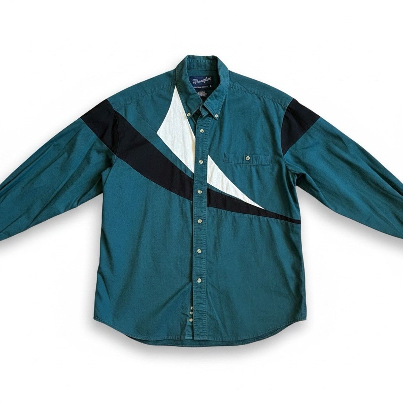 Wrangler Vtg 90s Wrangler Western Button Down Shirt L Color Block Size US L / EU 52-54 / 3 - 6 Thumbnail