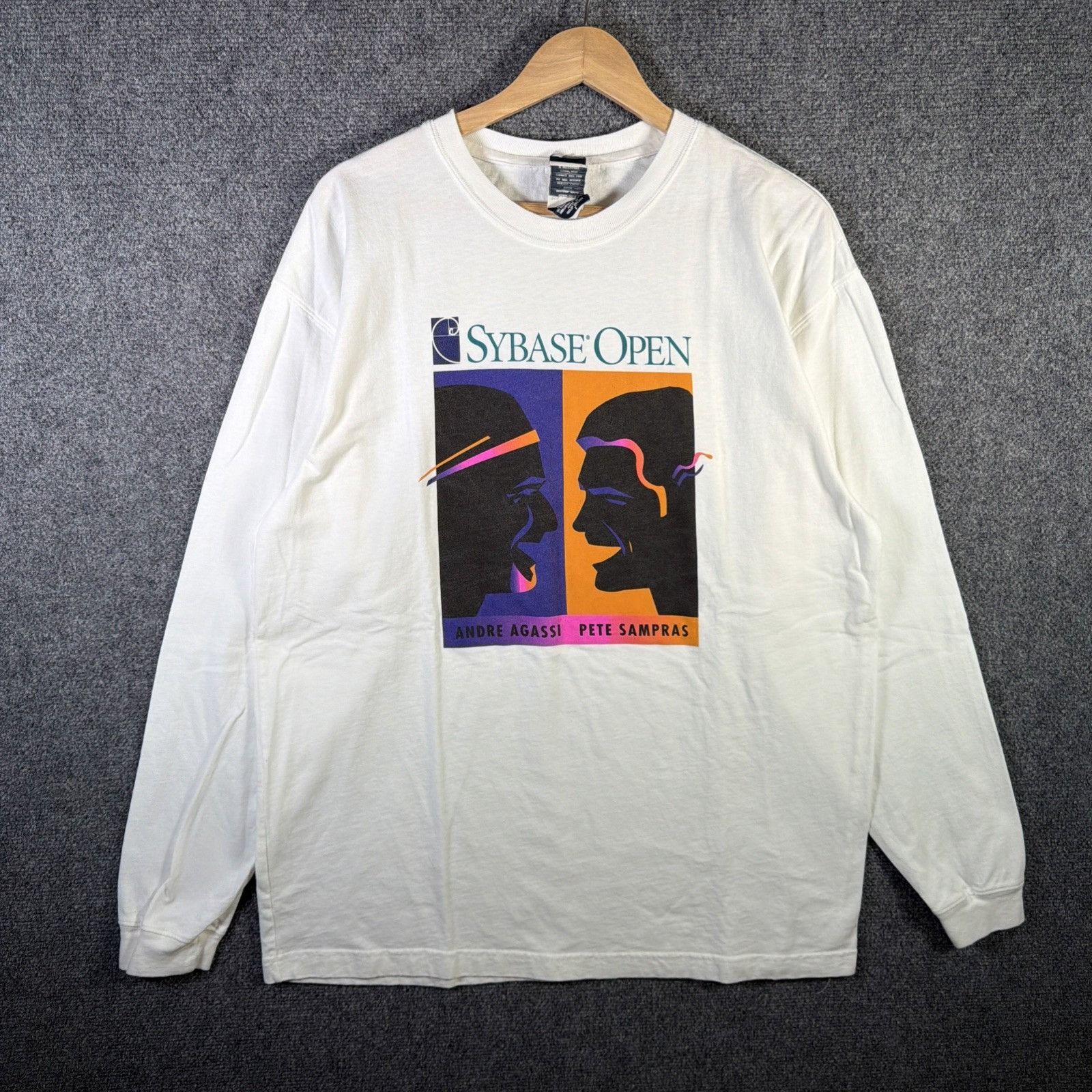 Nike Vintage Sybase Open Shirt Mens Large White 90s Rare Agassi Size US L / EU 52-54 / 3 - 2 Thumbnail