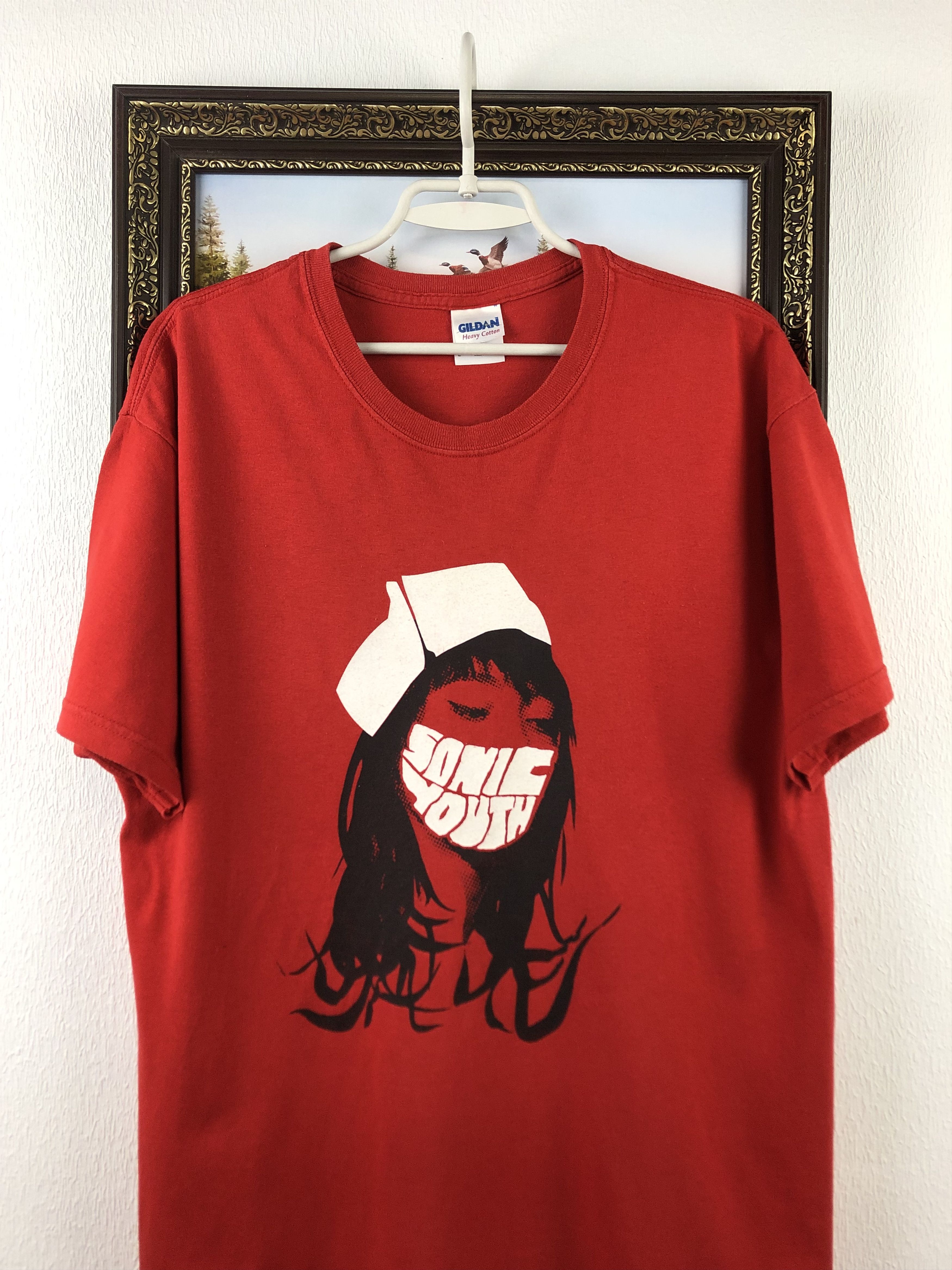 Vintage Sonic Youth Band Red Shirt Tee Rare Nurse Hype