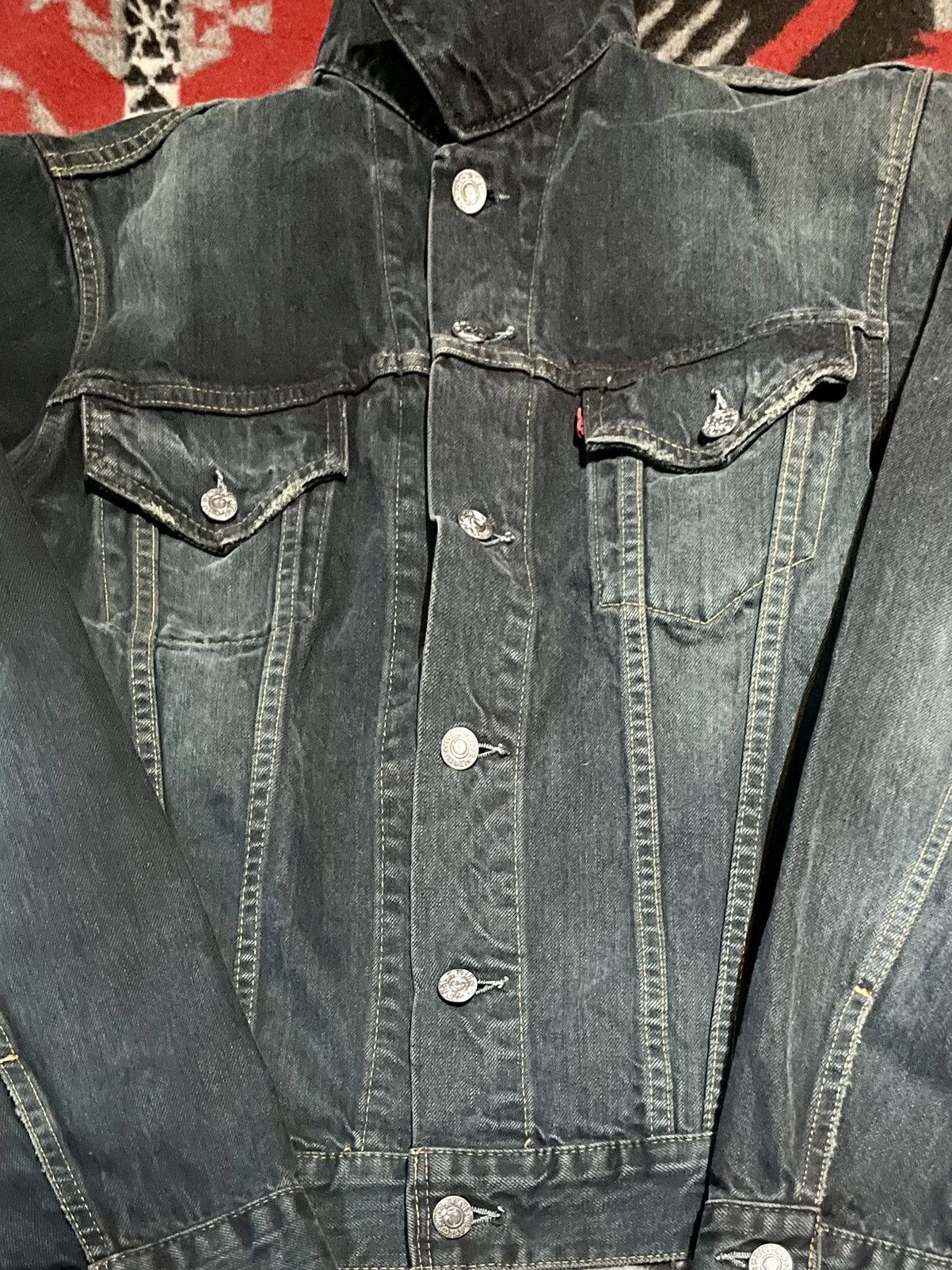 Levi's Black Denim Jacket with Flywheel Patch Size US M / EU 48-50 / 2 - 3 Thumbnail