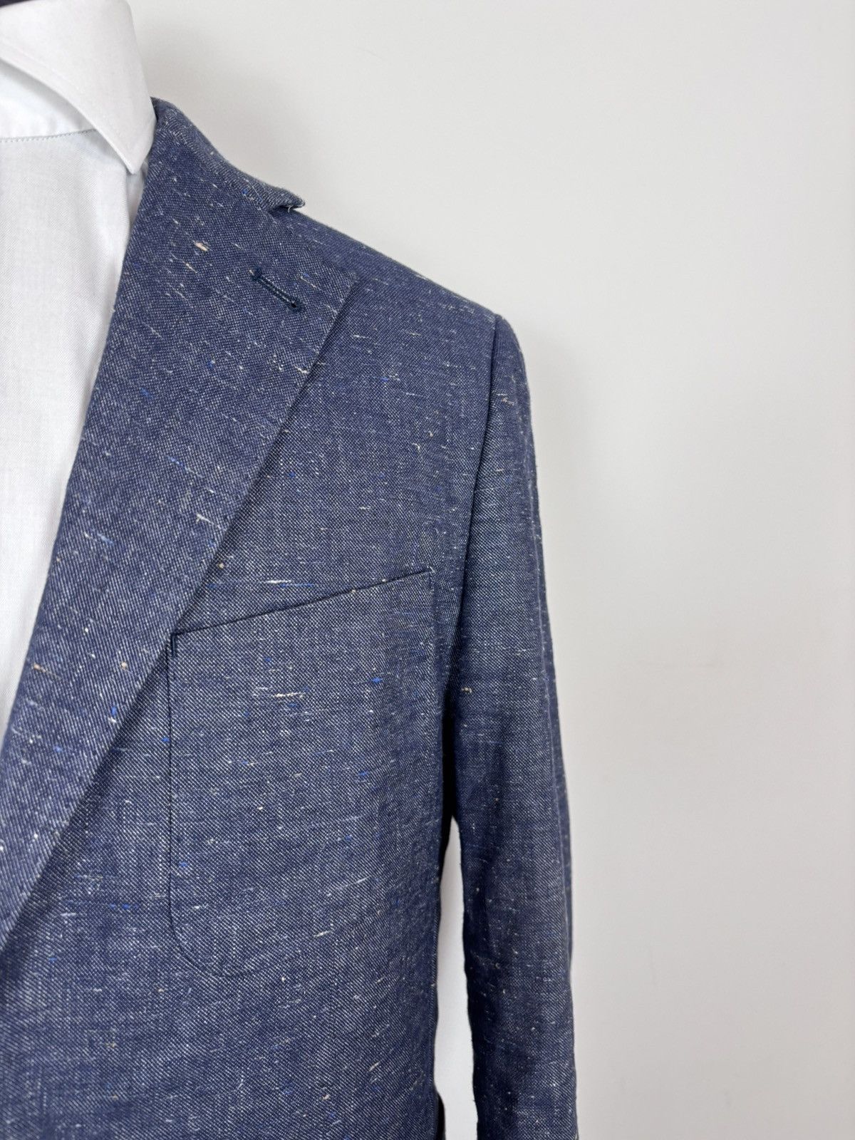 Other Gutteridge Men’s Blue Cotton Linen Silk Blazer Jacket Coat Size 42R - 5 Thumbnail