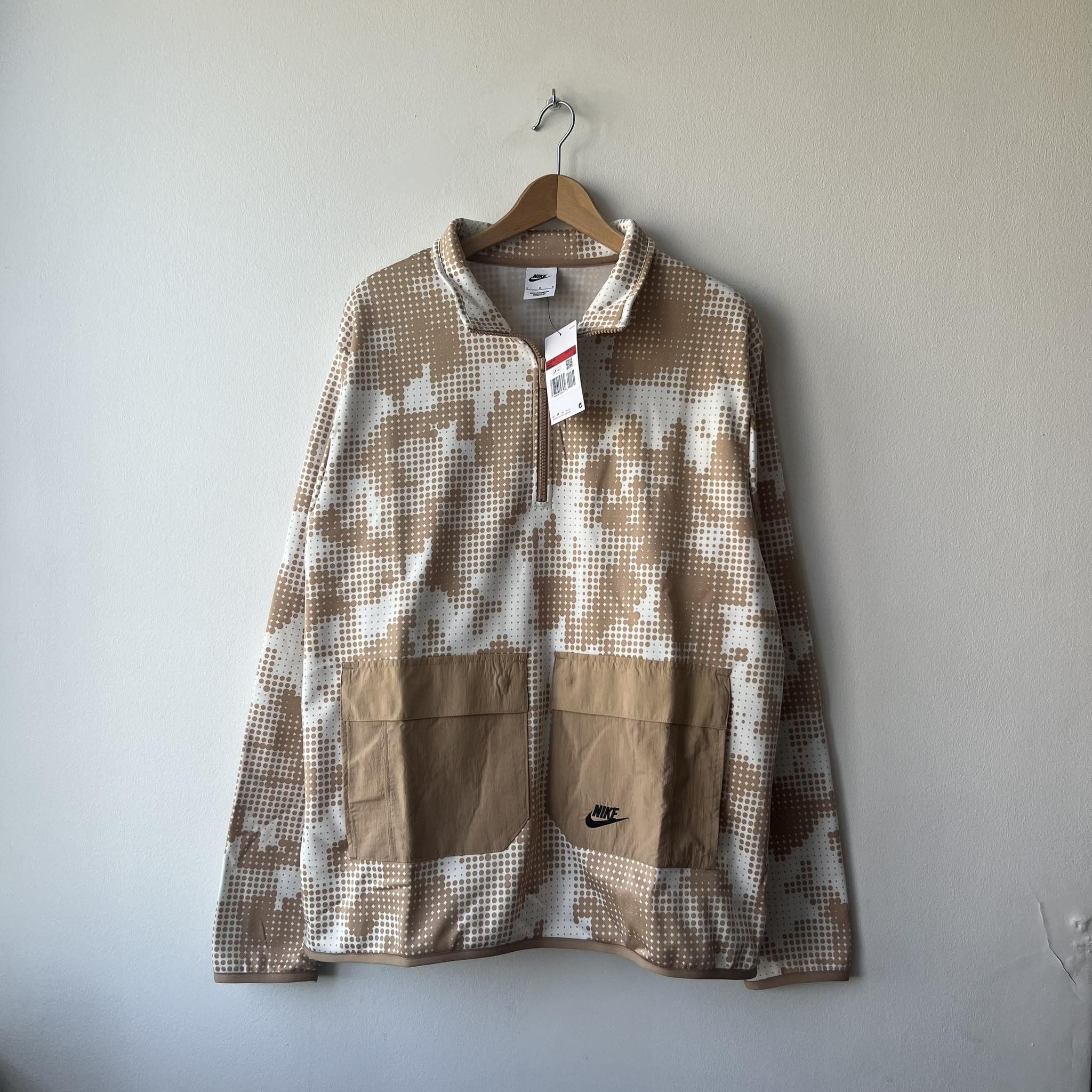 Nike Nike Fleece Pocket Halfzip Jacket Beige Print Size US L / EU 52-54 / 3 - 1 Thumbnail