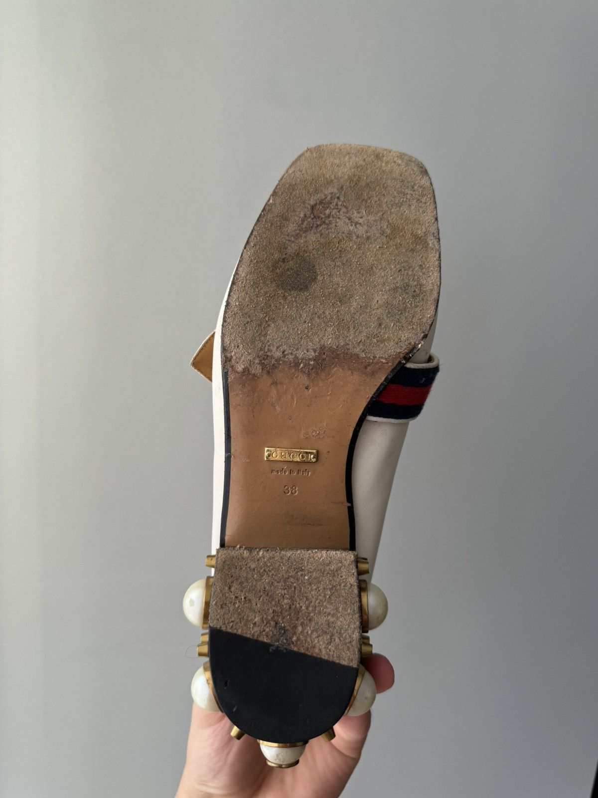 Gucci White Marmont Leather Espadrille Mules with Double G Flats Size US 8 / IT 38 - 5 Thumbnail