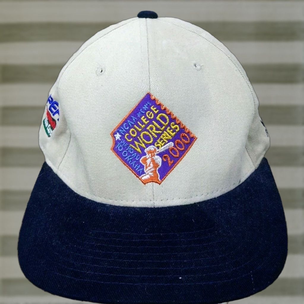 New Era VINTAGE New Era College World Series Logo Hat Adult Baseball Cap Beige 100% Cotton Adjustable The Road to Omaha Mens Women? Size ONE SIZE - 1 Thumbnail