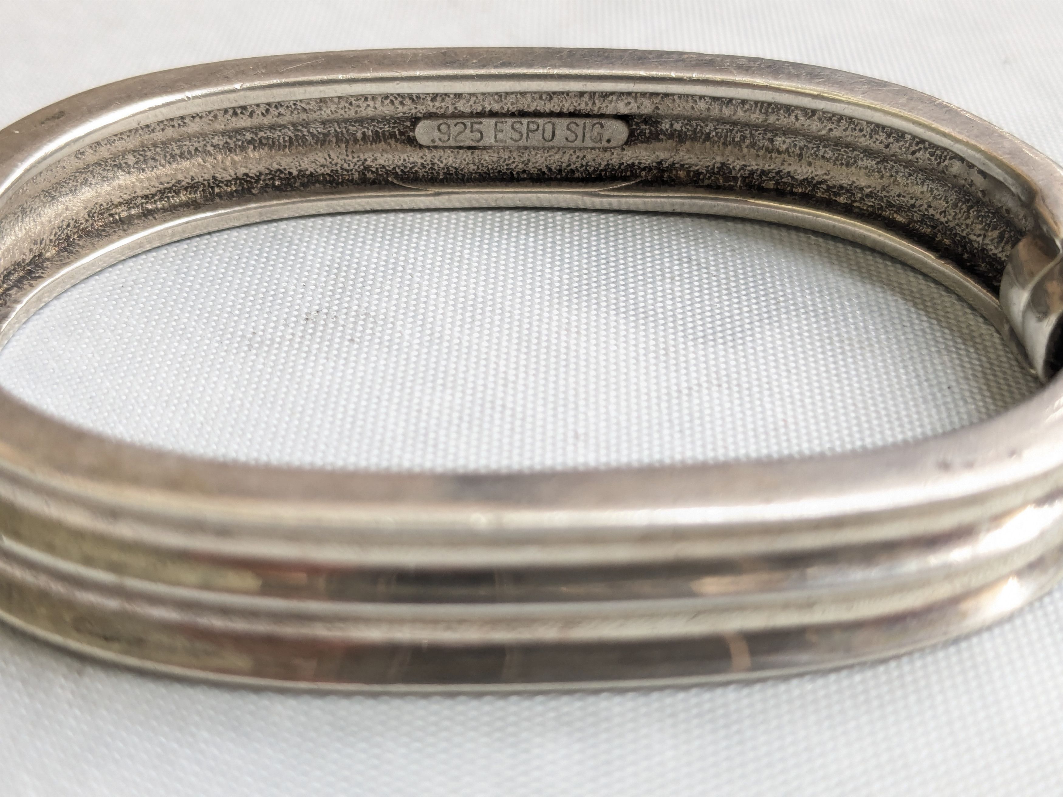Jewelry Vintage Sterling Silver Bracelet Hinge 6.75" Espo Sig Size ONE SIZE - 3 Thumbnail
