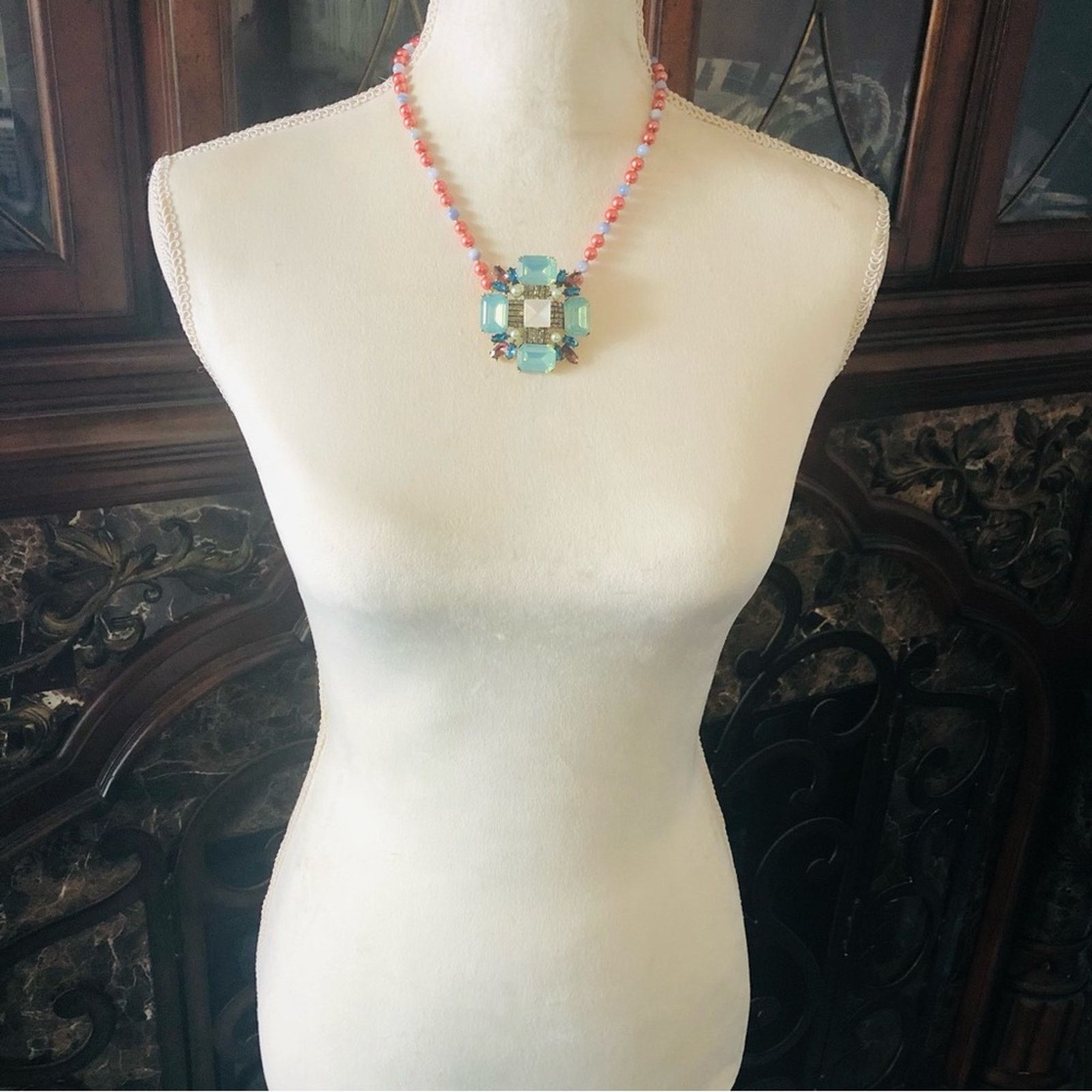 Handmade Handcrafted repurpose glass stone Pearl necklace Size ONE SIZE - 6 Thumbnail