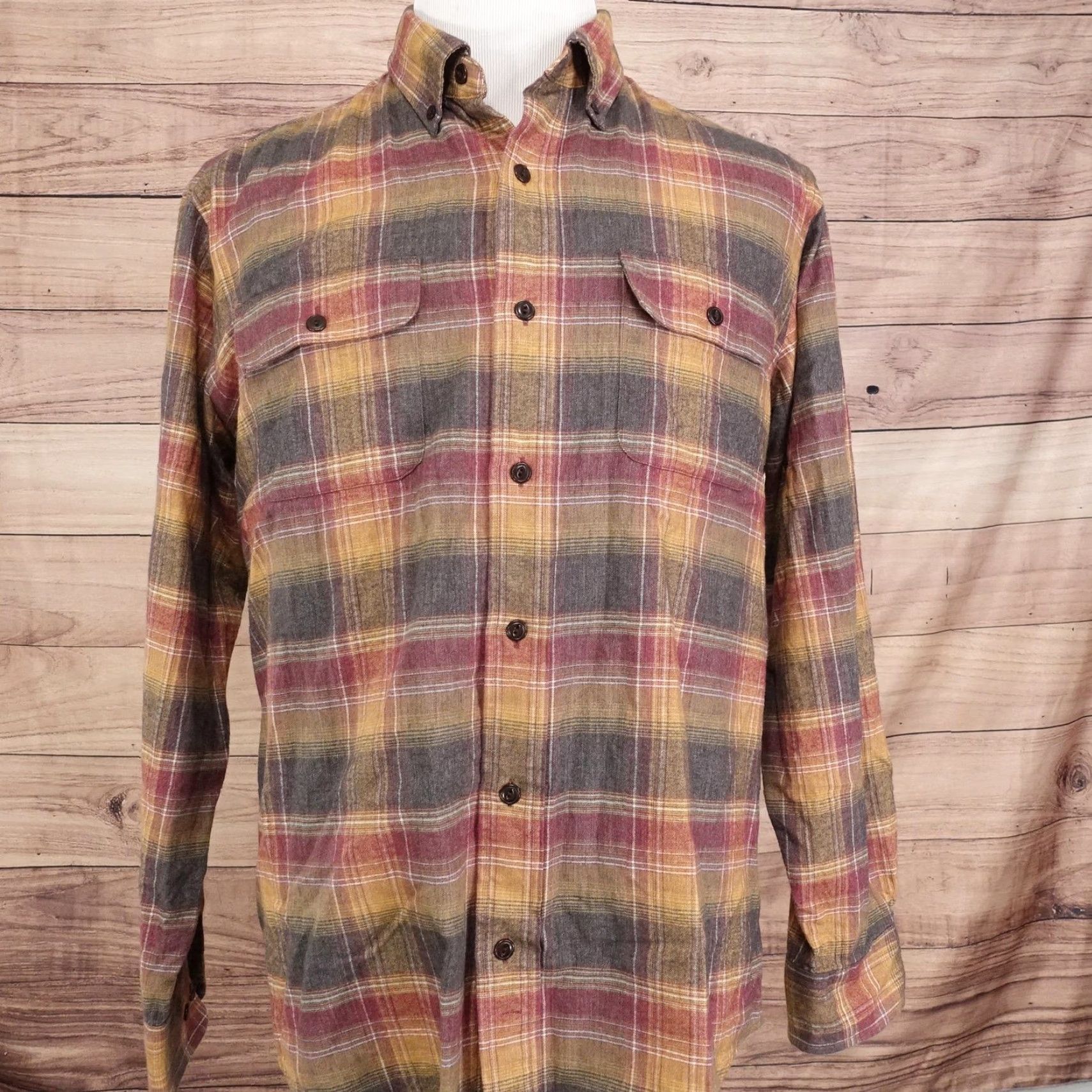 Orvis Orvis Mens Flannel Shirt Large Plaid Long Sleeve Button-Up Wool Cotton Outdoors Workwear Size US L / EU 52-54 / 3 - 3 Thumbnail