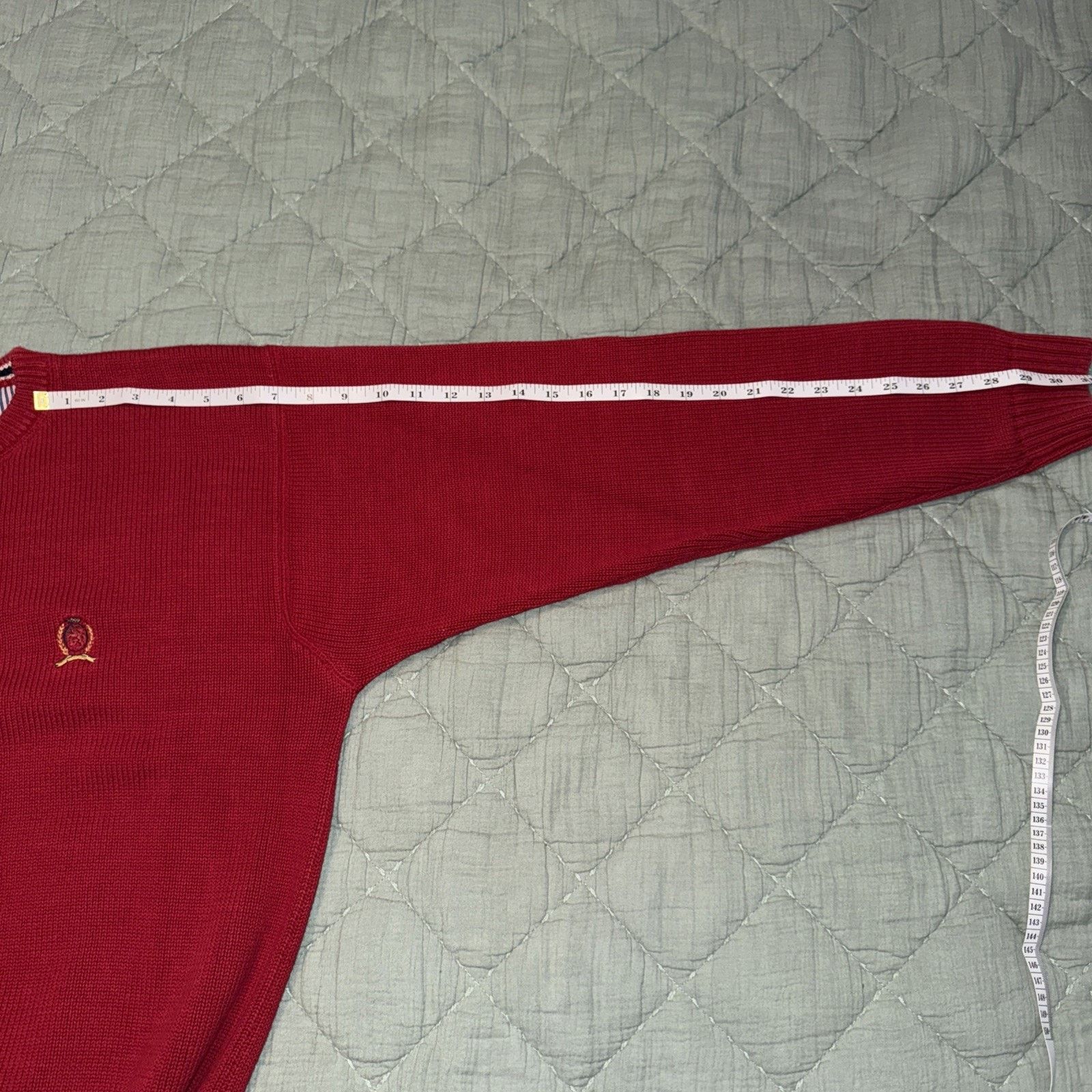 Tommy Hilfiger Vintage 90s Tommy Hilfiger Knit Crew Neck Sweater Mens L Red Size US L / EU 52-54 / 3 - 7 Thumbnail