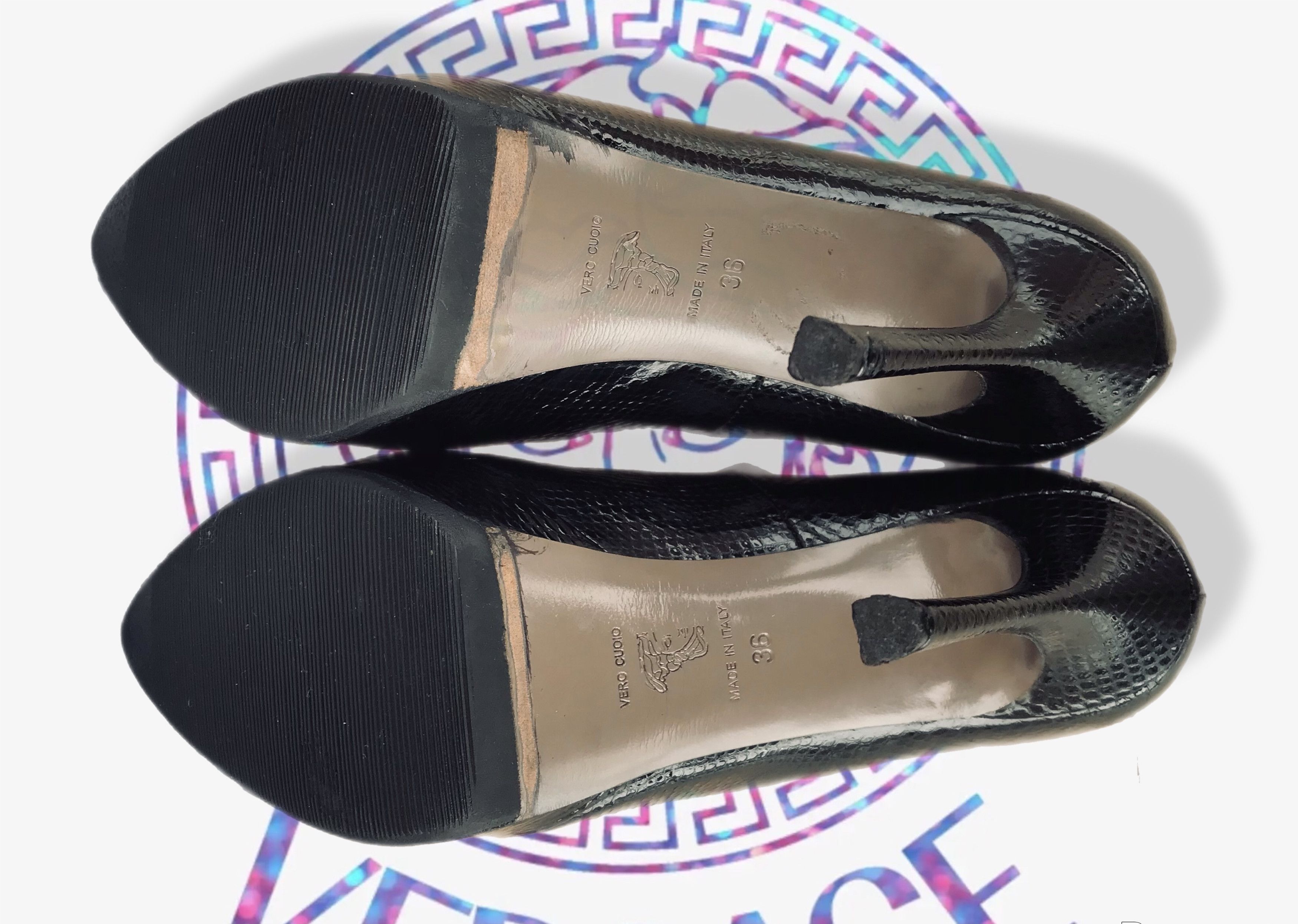 Versace Versace Collection Medusa Heels Pumps 120 mm Leather Black Size US 6 / IT 36 - 9 Thumbnail