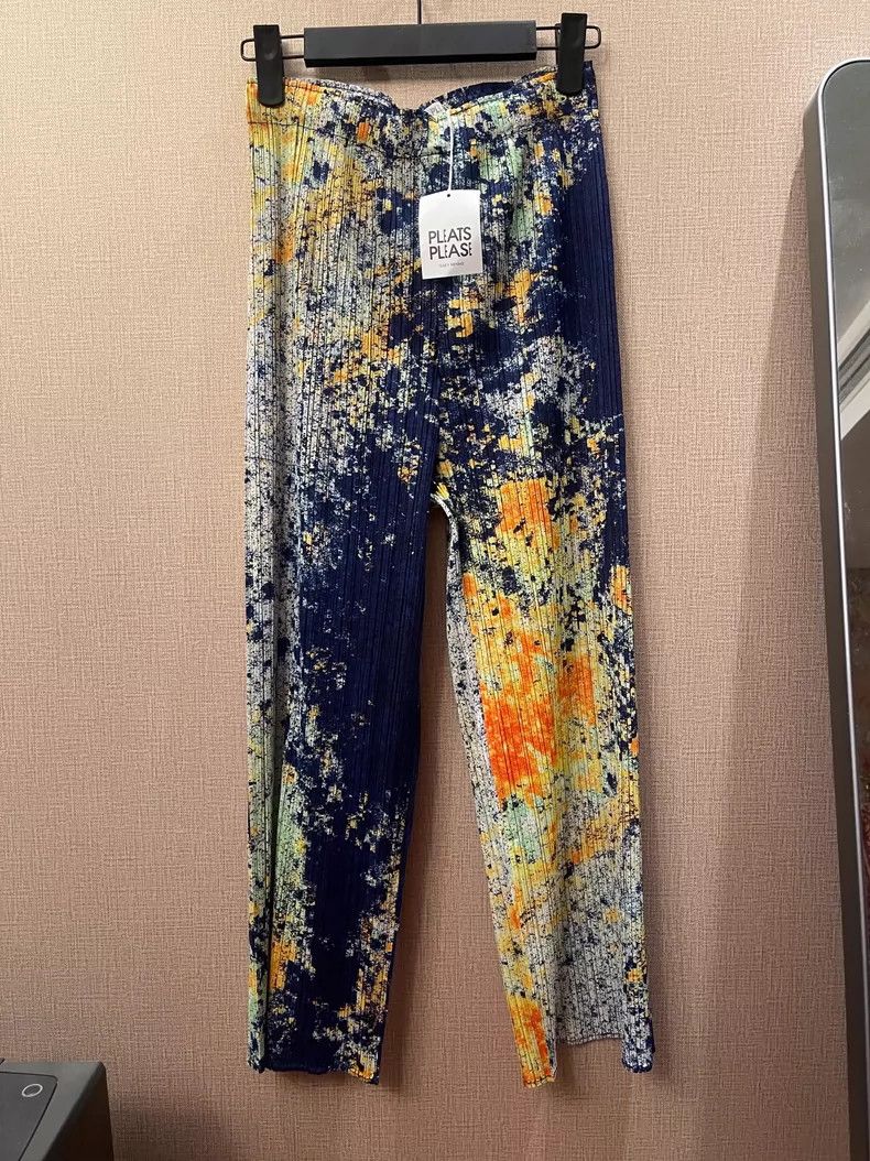 Issey Miyake Issey Miyake size:2 Starry sky pleated straight-leg pants Size 31" - 1 Thumbnail