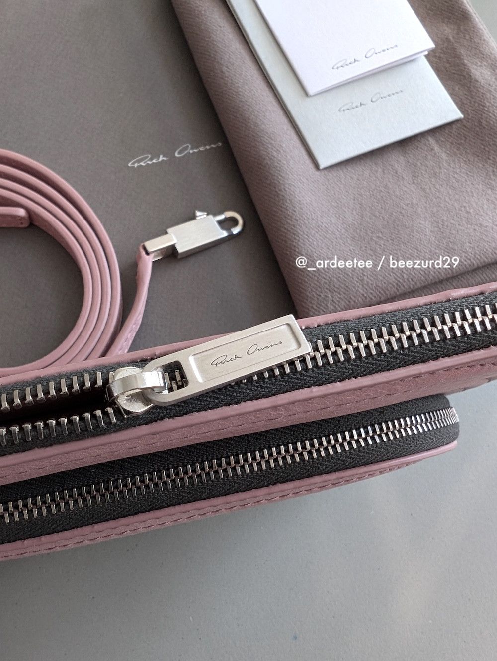 Rick Owens *NEW* DUSTY PINK EMBROIDERED LEATHER CLUB POUCH SS24 LIDO Size ONE SIZE - 4 Thumbnail