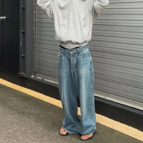 Japanese Brand Wakiko x Junko Washed Blue Baggy Jeans Pants Oversized y2k Size US 34 / EU 50 - 3 Thumbnail