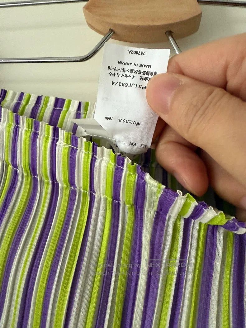 Issey Miyake Issey Miyake Light Green Striped Straight-leg Pants Size 26" / US 2 / IT 38 - 6 Thumbnail