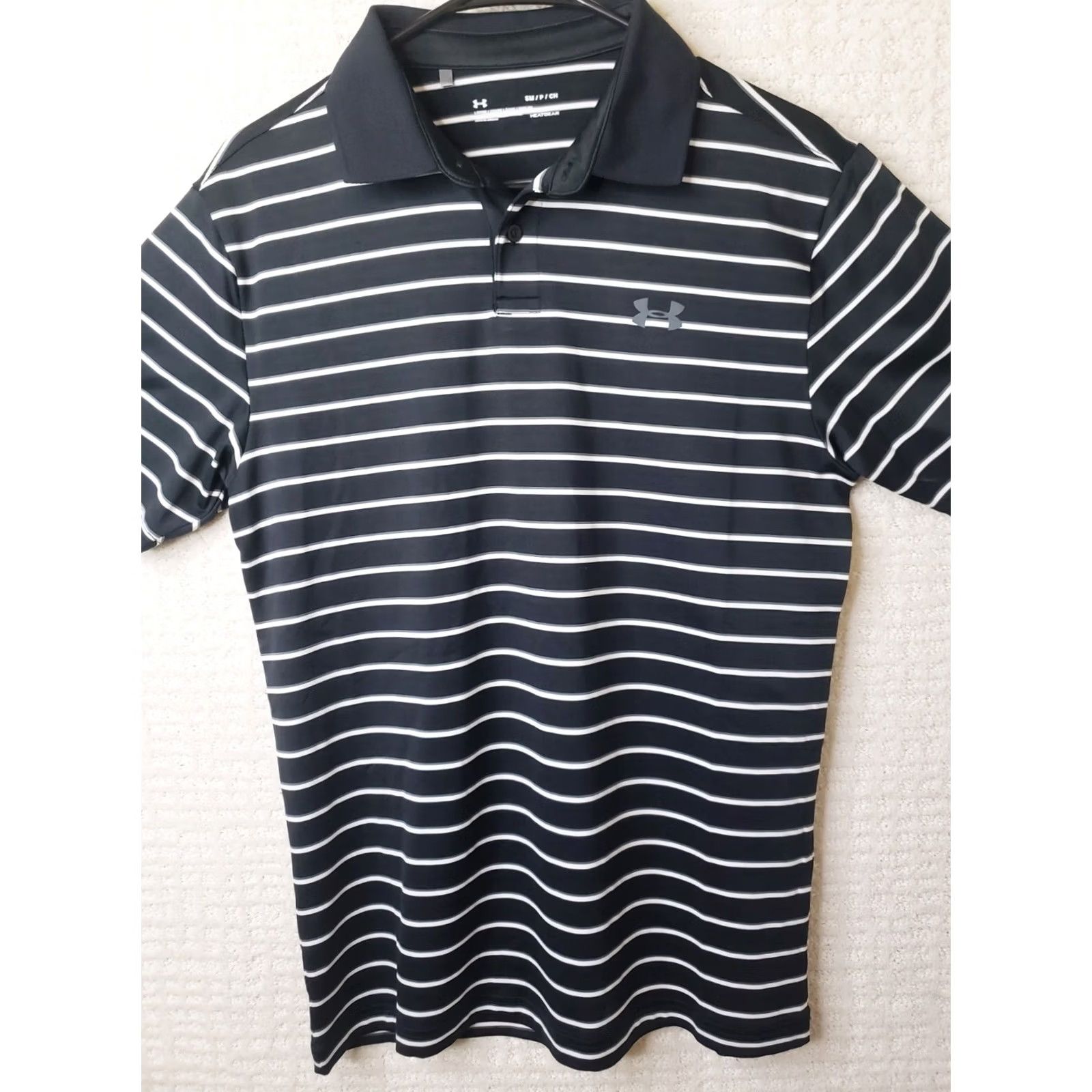 Under Armour UNDER ARMOUR HEATGEAR Polo Shirt Striped Short Sleeve Men S Black White Loose Fit Polo Collar 38 in S Regular Mens Size US S / EU 44-46 / 1 - 3 Thumbnail