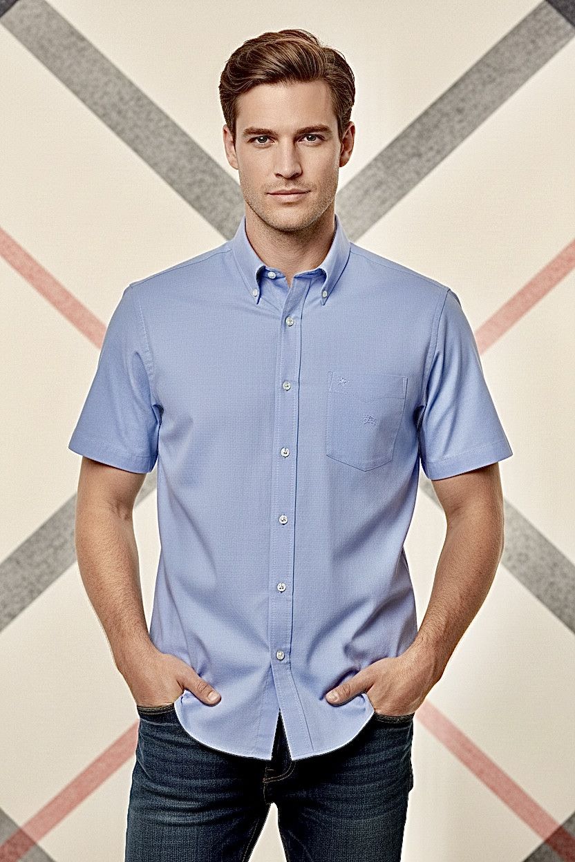 Burberry 🔥 Burberry London summer shirt short sleeve size xl blue Size US XL / EU 56 / 4 - 1 Thumbnail