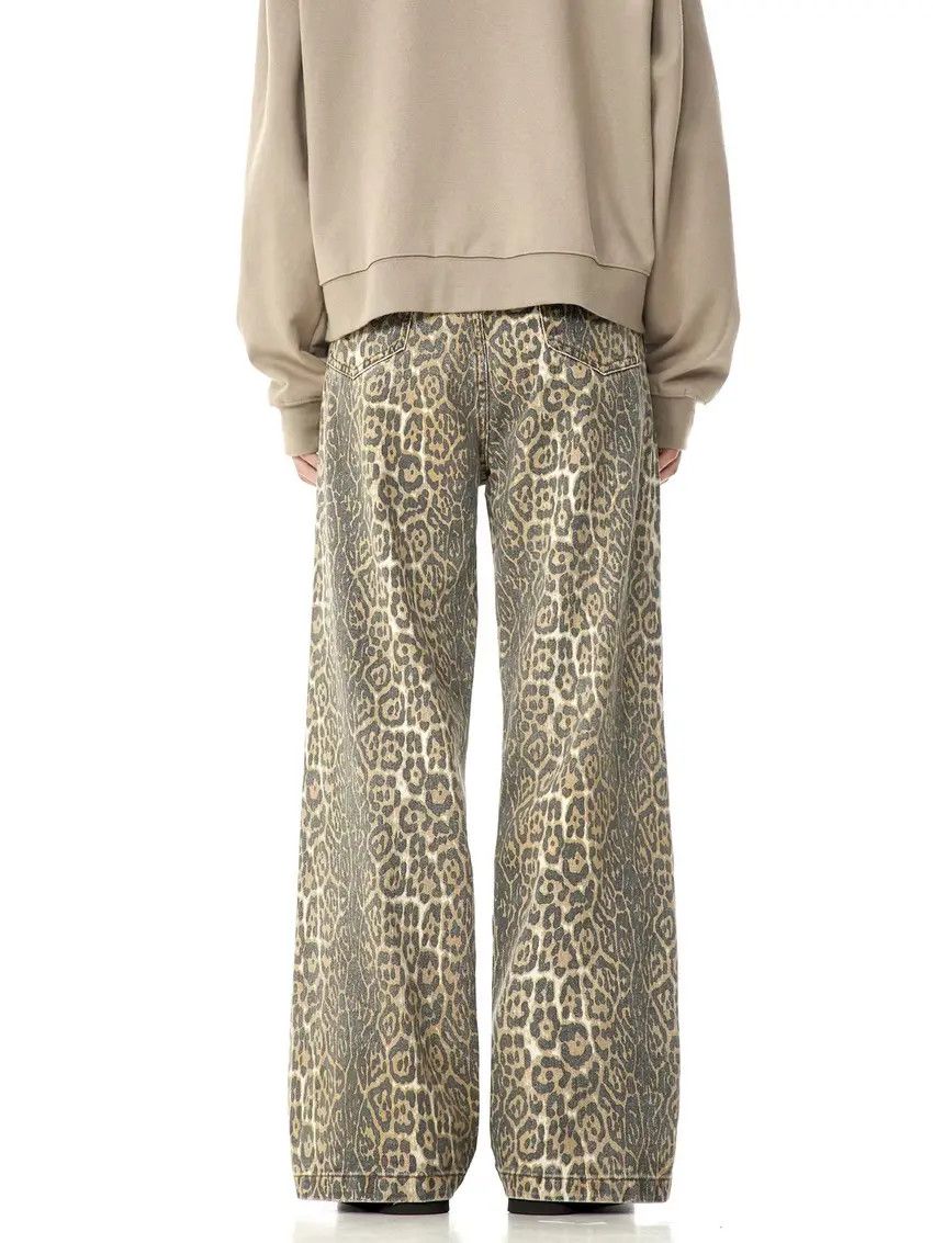 Designer × Japanese Brand Faded leopard print washed baggy casual pants Size US 33 - 4 Thumbnail