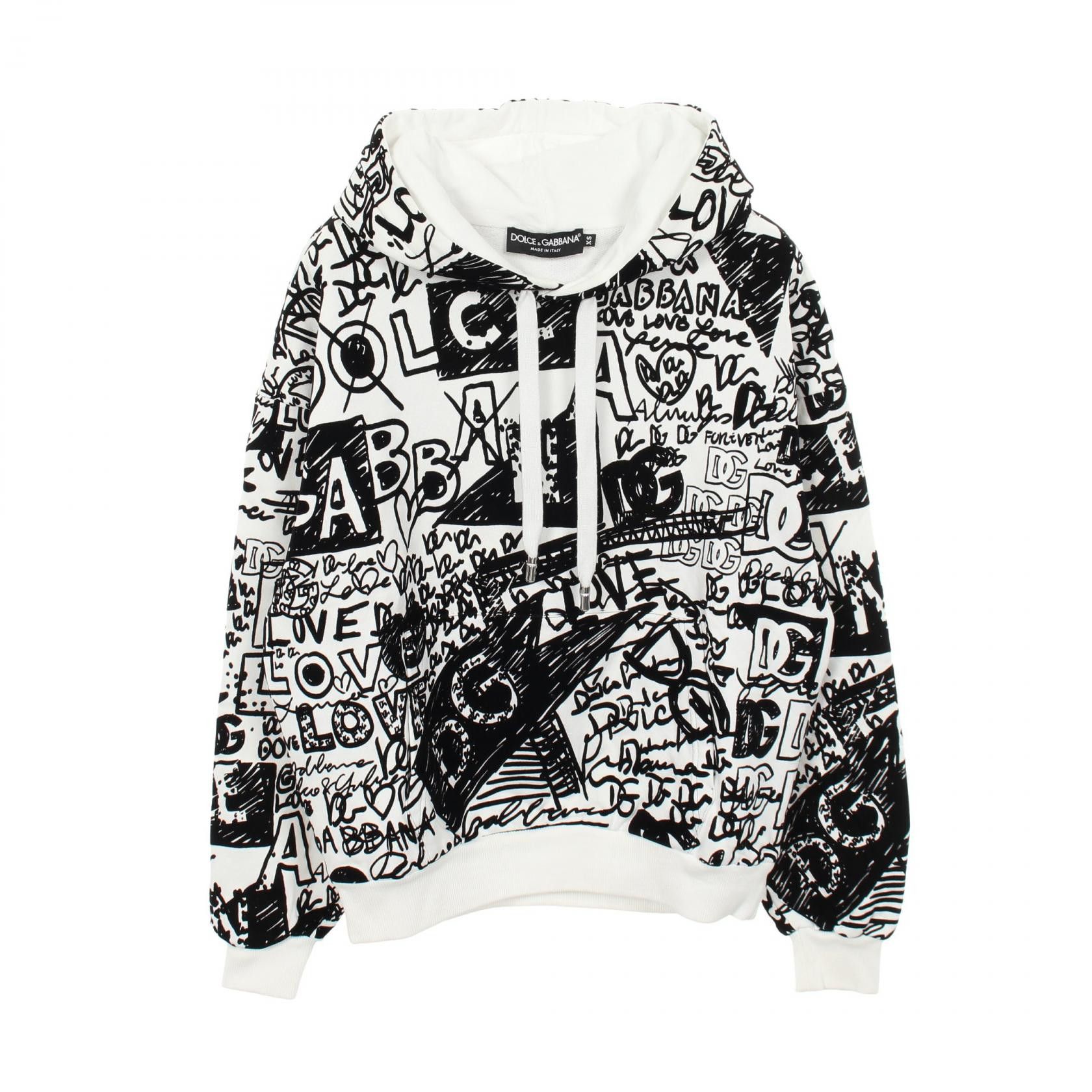 Dolce & Gabbana Dolce & Gabbana Dolce & Gabbana FLOCKED GRAFFITI PRINT Cotton Hoodie Textile Sweatshirts & Hoodies DUTY FREE for USA Size ONE SIZE - 1 Thumbnail