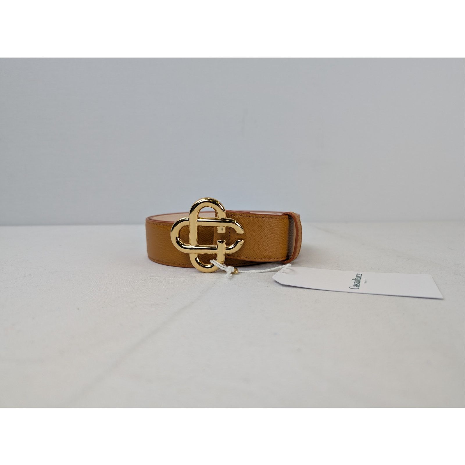 Casablanca o1rshd1 Size: 105cm / Men's Leather CC Logo Buckle Belt Tan Size 42 - 1 Thumbnail