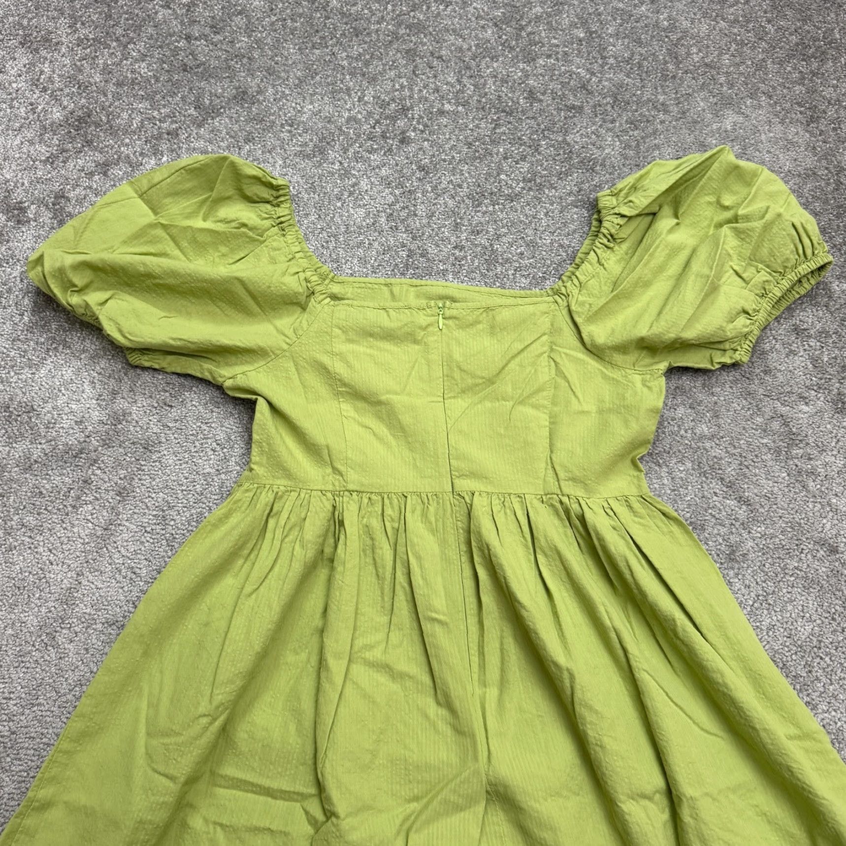Princess Highway A-Line Mini Dress Women 10 Green Puff Sleeve Casual  Bohemian