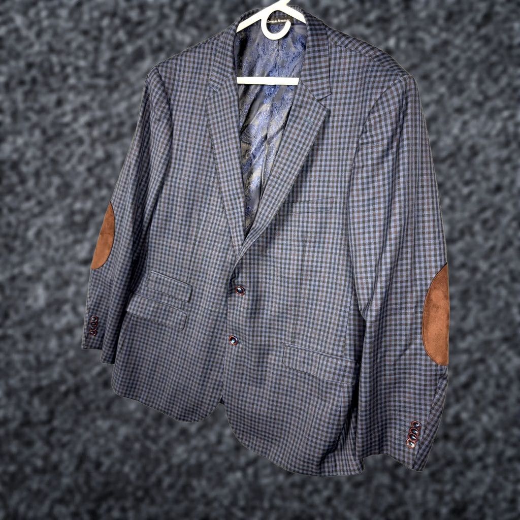 Vintage VINTAGE? No. Giovanni Bresciani Blazer Jacket Men 48R Slim Fit Plaid Wool Italy Plaid Elbow Size 48R - 1 Thumbnail