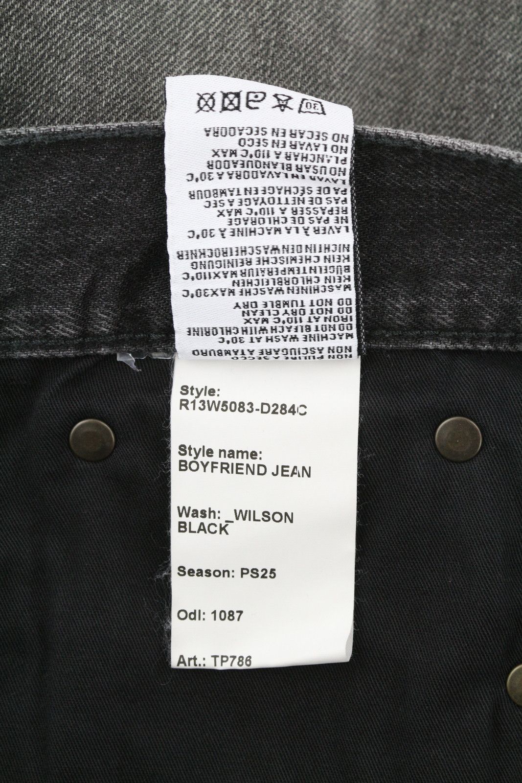 R13 BOYFRIEND 27 Wilson Black Faded Cropped Relaxed 86320 Size 27" / US 4 / IT 40 - 8 Thumbnail